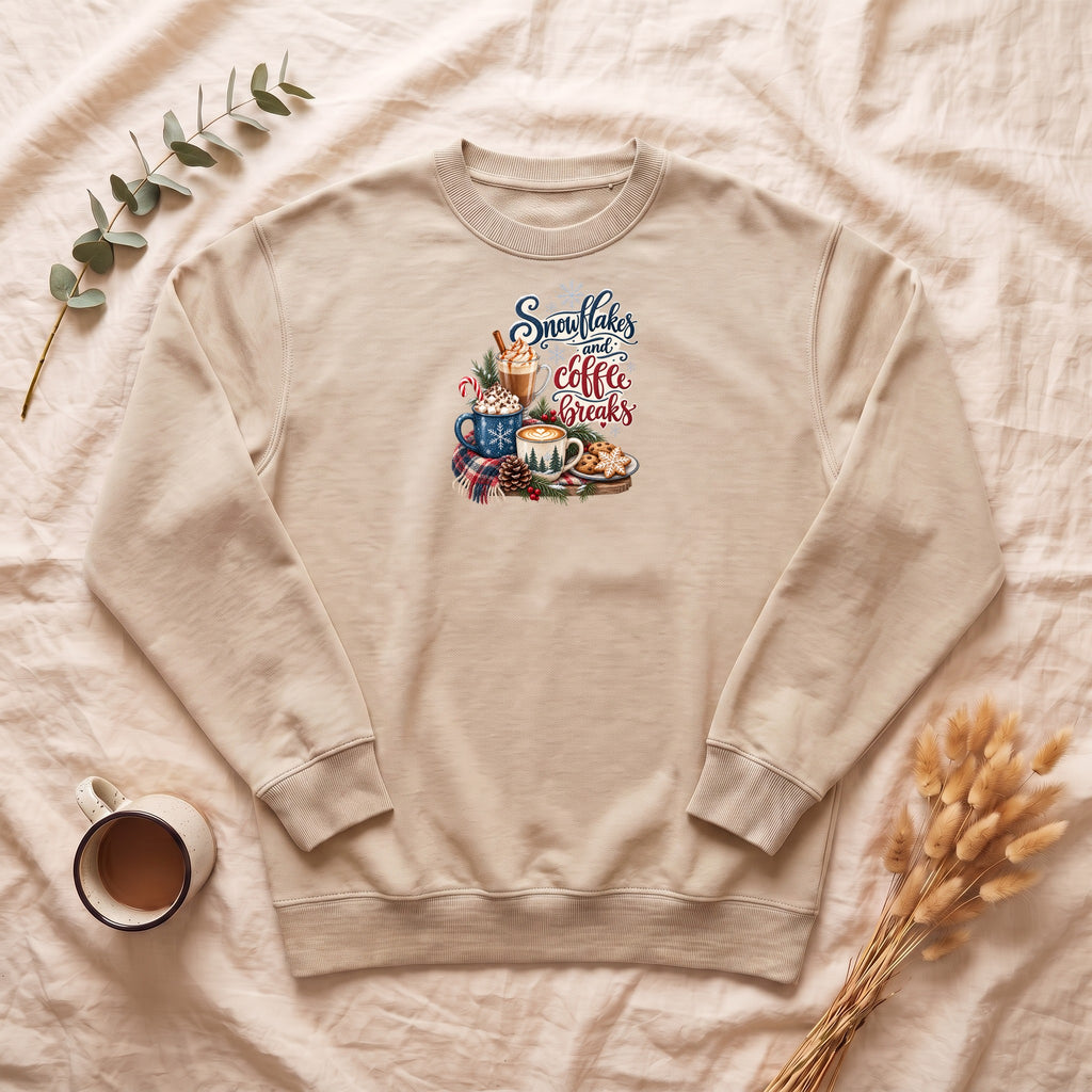 Snowflakes and Coffee Break Sweatshirt | Winter Hot Cocoa Mug Design