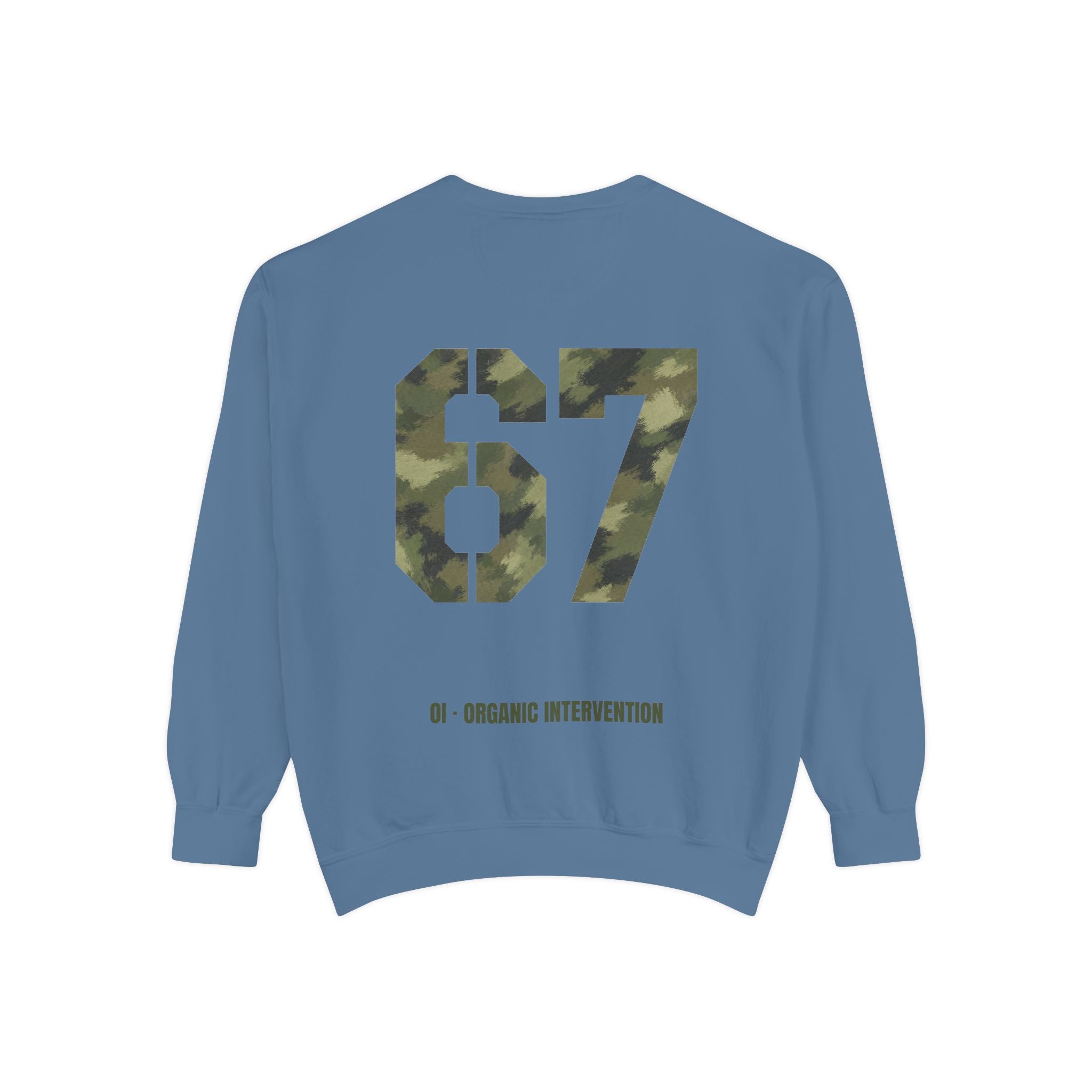 Organic Intervention 67 Camo Shirt, OI Military Number Tee, Streetwear Camo Graphic Gift, Bold Statement Sweatshirt