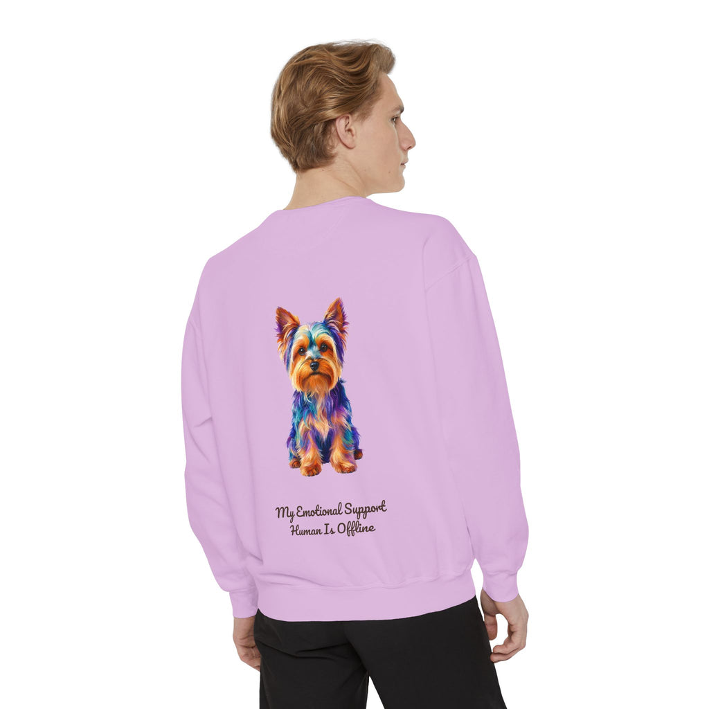 Yorkie Shirt, My Emotional Support Human Is Offline Tee, Funny Yorkshire Terrier Dog Mom Gift, Dog Lover Sweatshirt