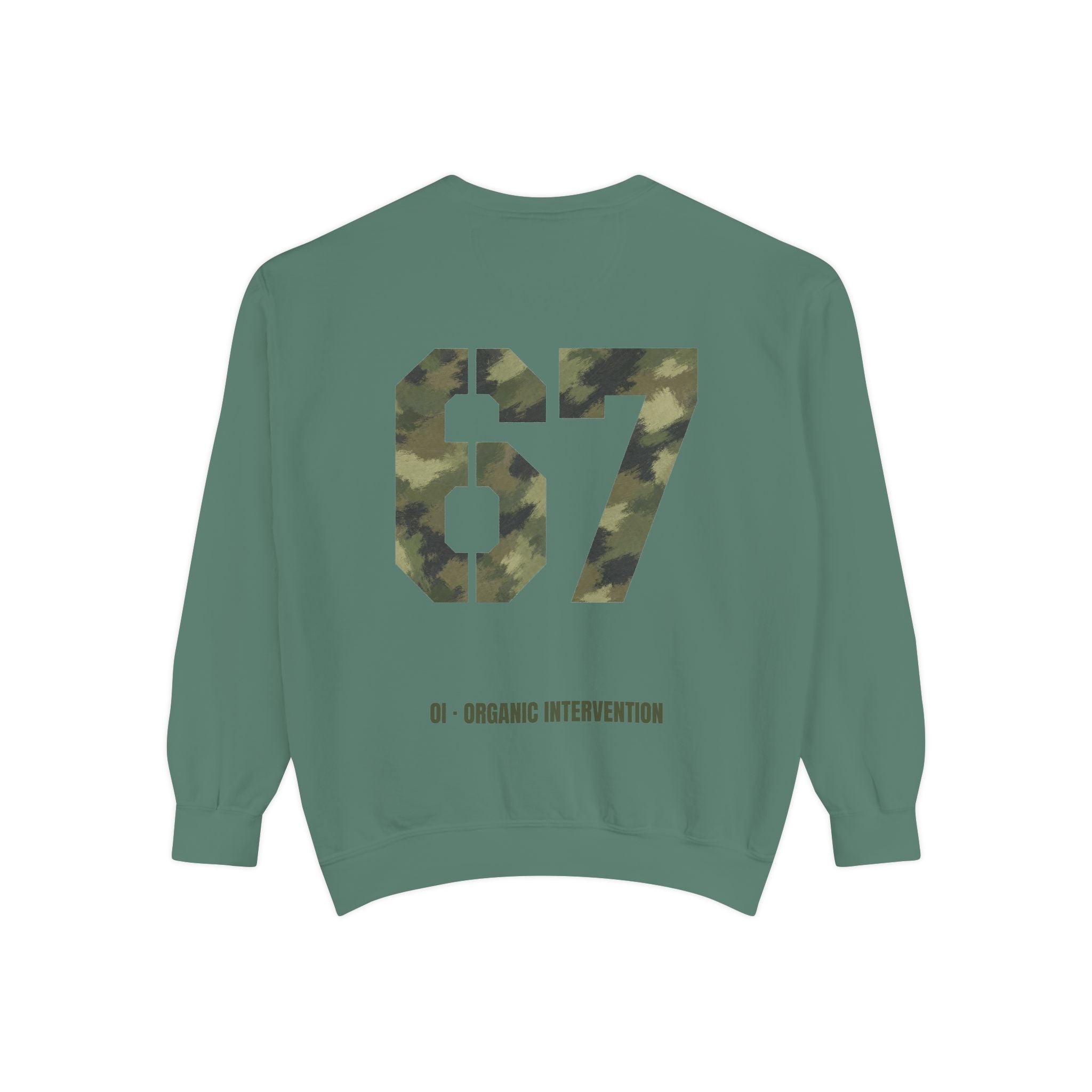 Organic Intervention 67 Camo Shirt, OI Military Number Tee, Streetwear Camo Graphic Gift, Bold Statement Sweatshirt