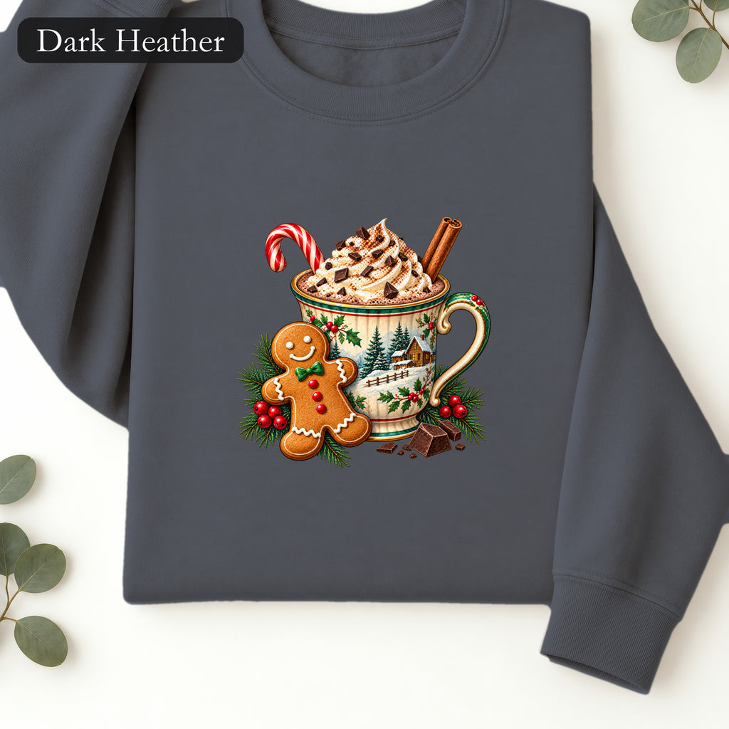 Hot Cocoa and Gingerbread Mug Sweatshirt | Christmas Holiday Cozy