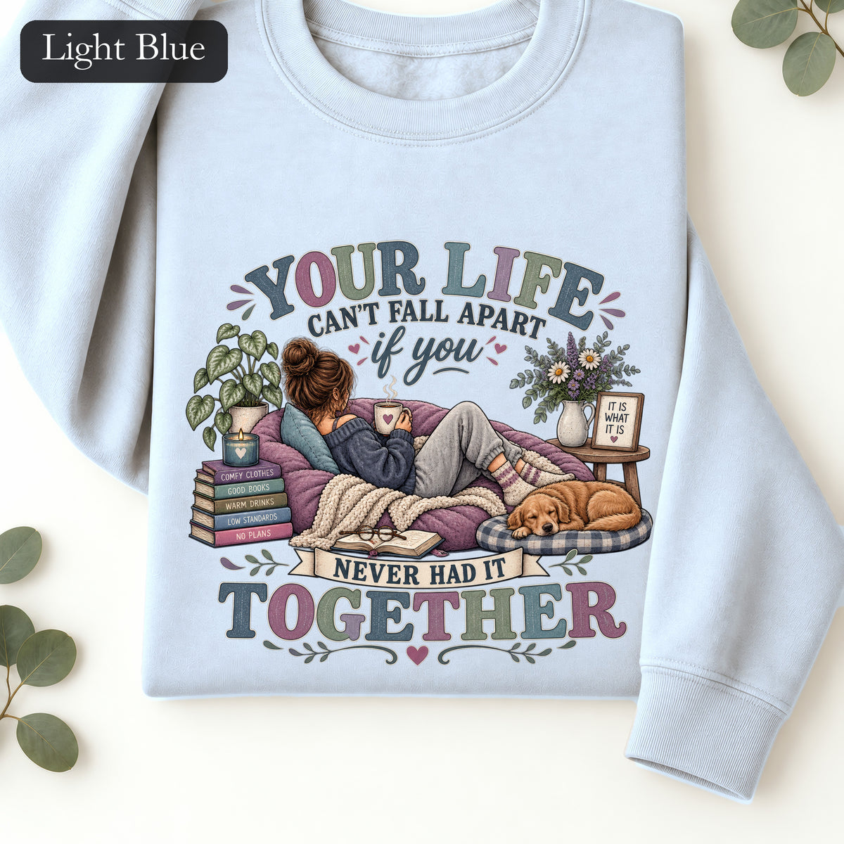 Your Life Your Cottagecore Aesthetic Sweatshirt | Cozy Reading Dog Design