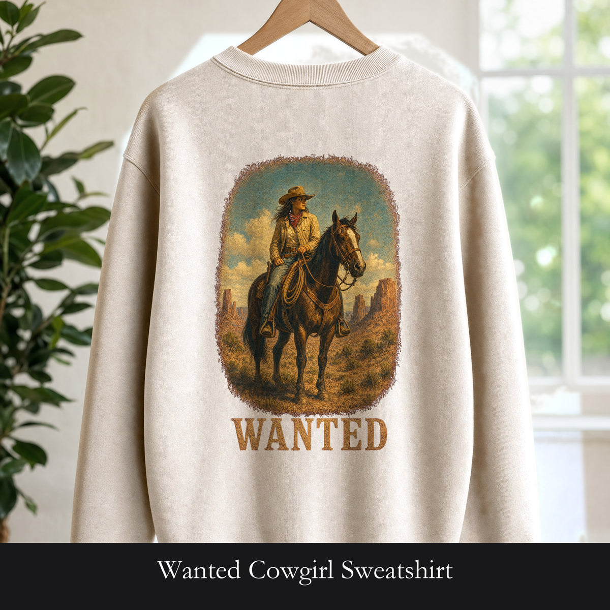 Wanted Cowgirl Sweatshirt, Vintage Western Wanted Poster Crewneck, Desert Outlaw Sweatshirt, Sheriff Star Cowgirl Gift