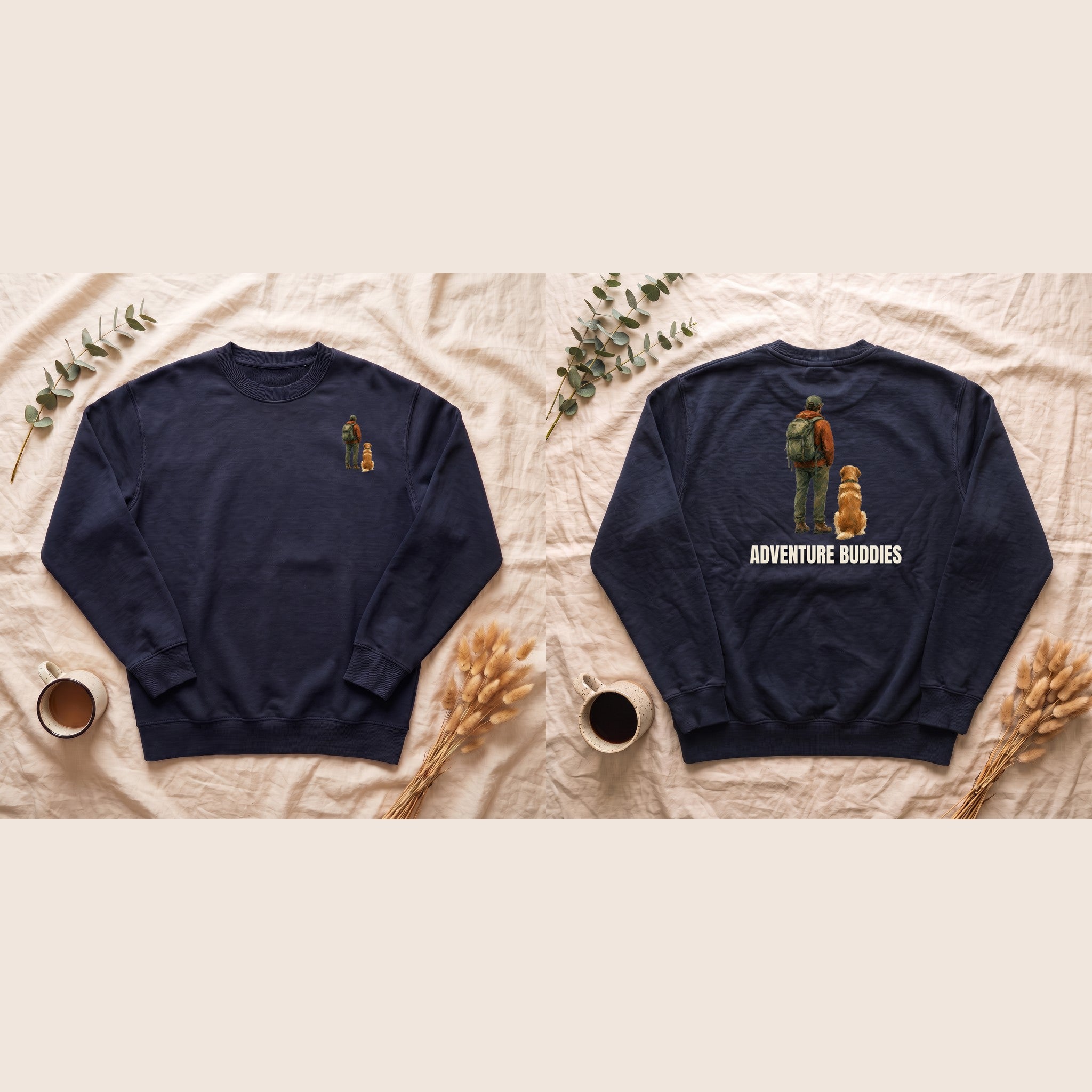 Adventure Buddies Shirt, Dog and Human Hiking Tee, Matching Dog Owner Gift, Painterly Outdoor Sweatshirt