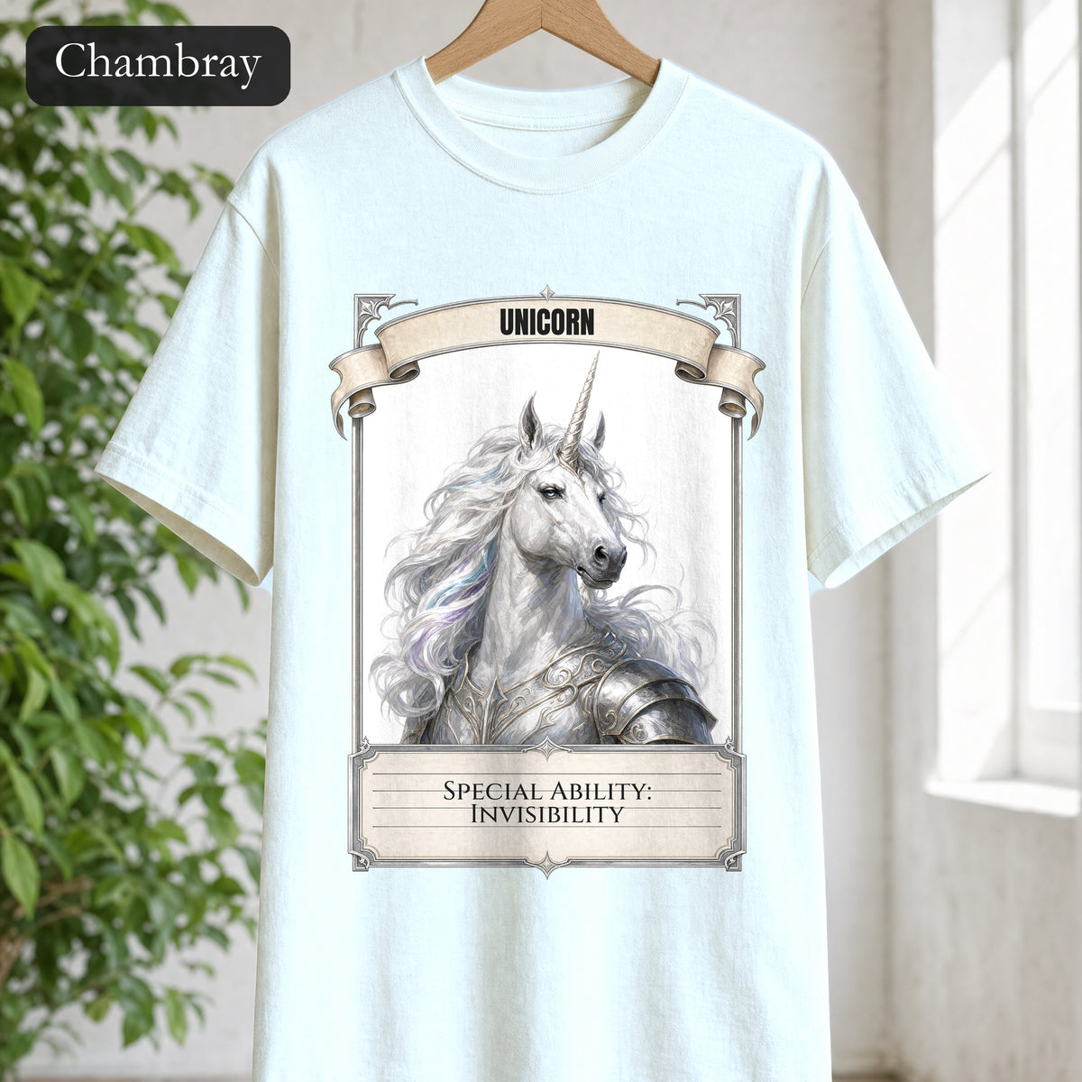 Unicorn Invisibility Stat Card Shirt, Funny RPG Gamer Tee, Tabletop D20 Fantasy Gift, Dungeon Dice Sweatshirt