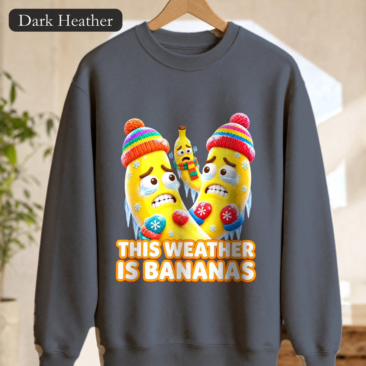 This Weather Is Bananas Sweatshirt, Funny Freezing Banana Crewneck, Winter Fruit Pun Gift, Cold Weather Humor Sweatshirt