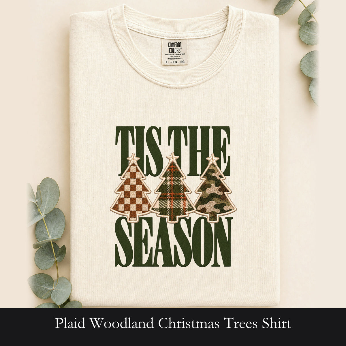 Plaid Woodland Christmas Trees Shirt | Holiday Tree Trio Tee