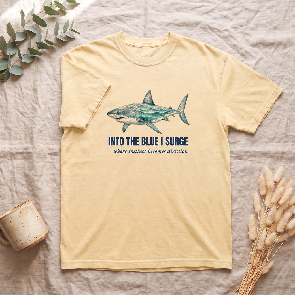 Into the Blue I Surge Shirt, Great White Shark Double Exposure Tee, Ocean Diver Sea Life Gift, Nautical Sweatshirt