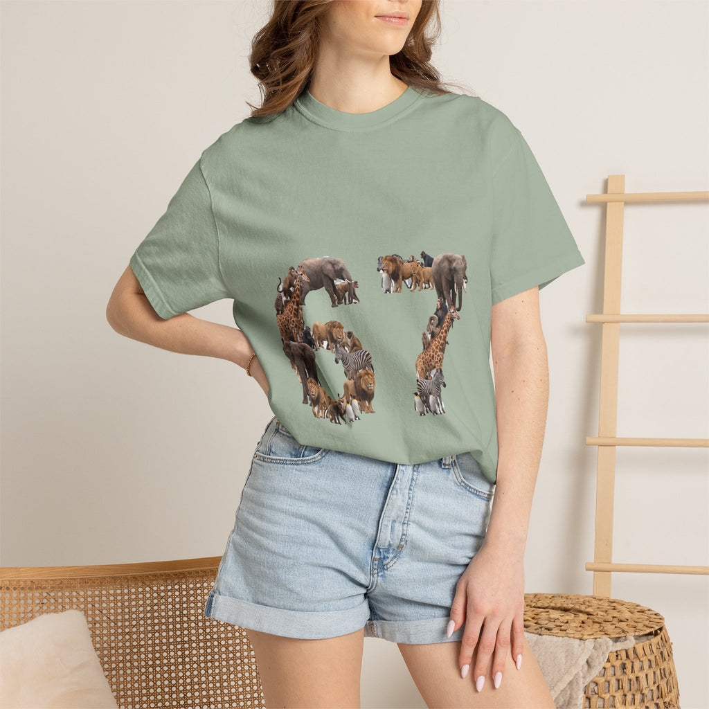67 Zoo Animals Shirt, Funny 67 Meme Tee, Trendy Animal Number Gift, Giraffe Elephant Lion Sweatshirt