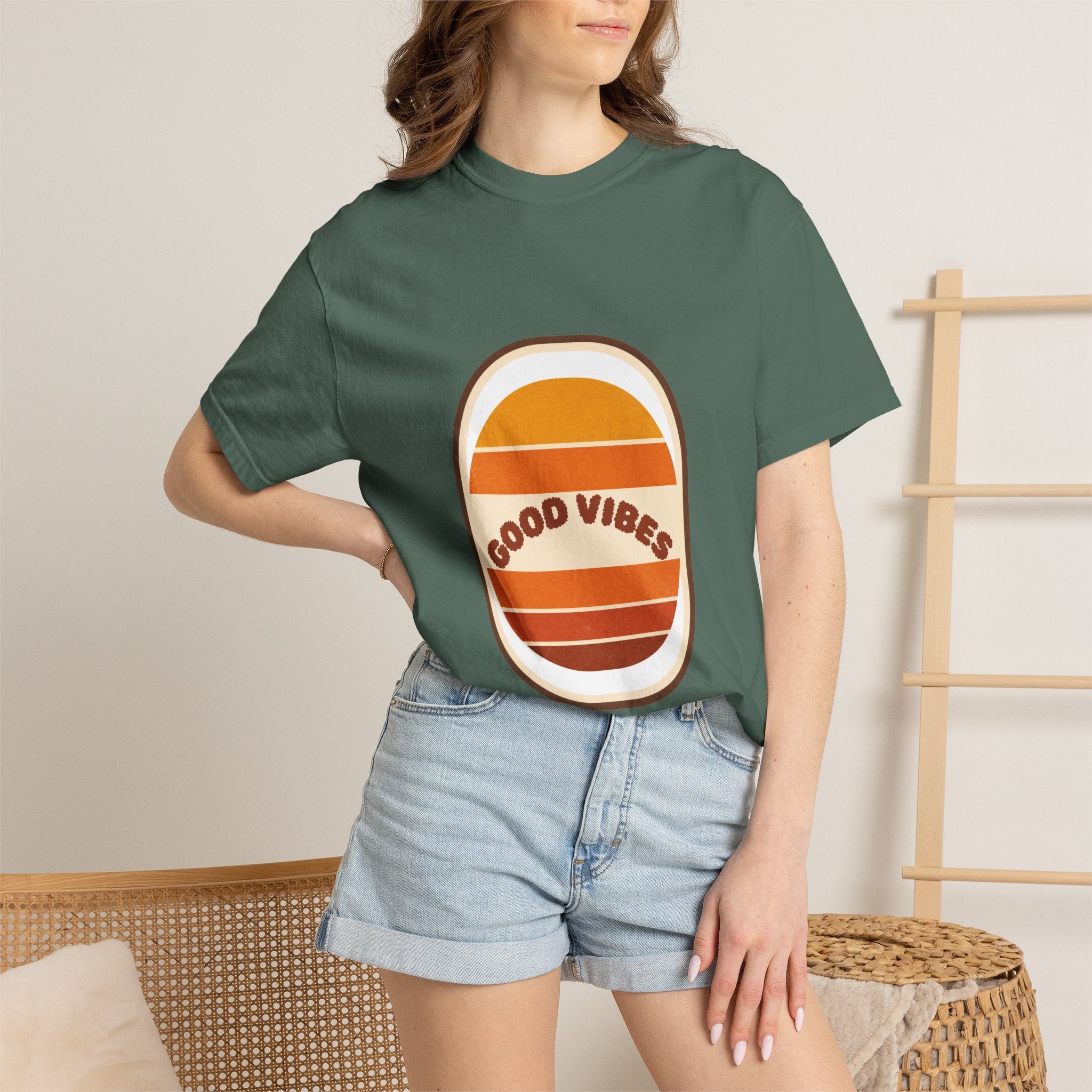 Good Vibes Retro Sunset Shirt, 70s Aesthetic Tee, Vintage Sunset Stripes Gift, Groovy Summer Sweatshirt