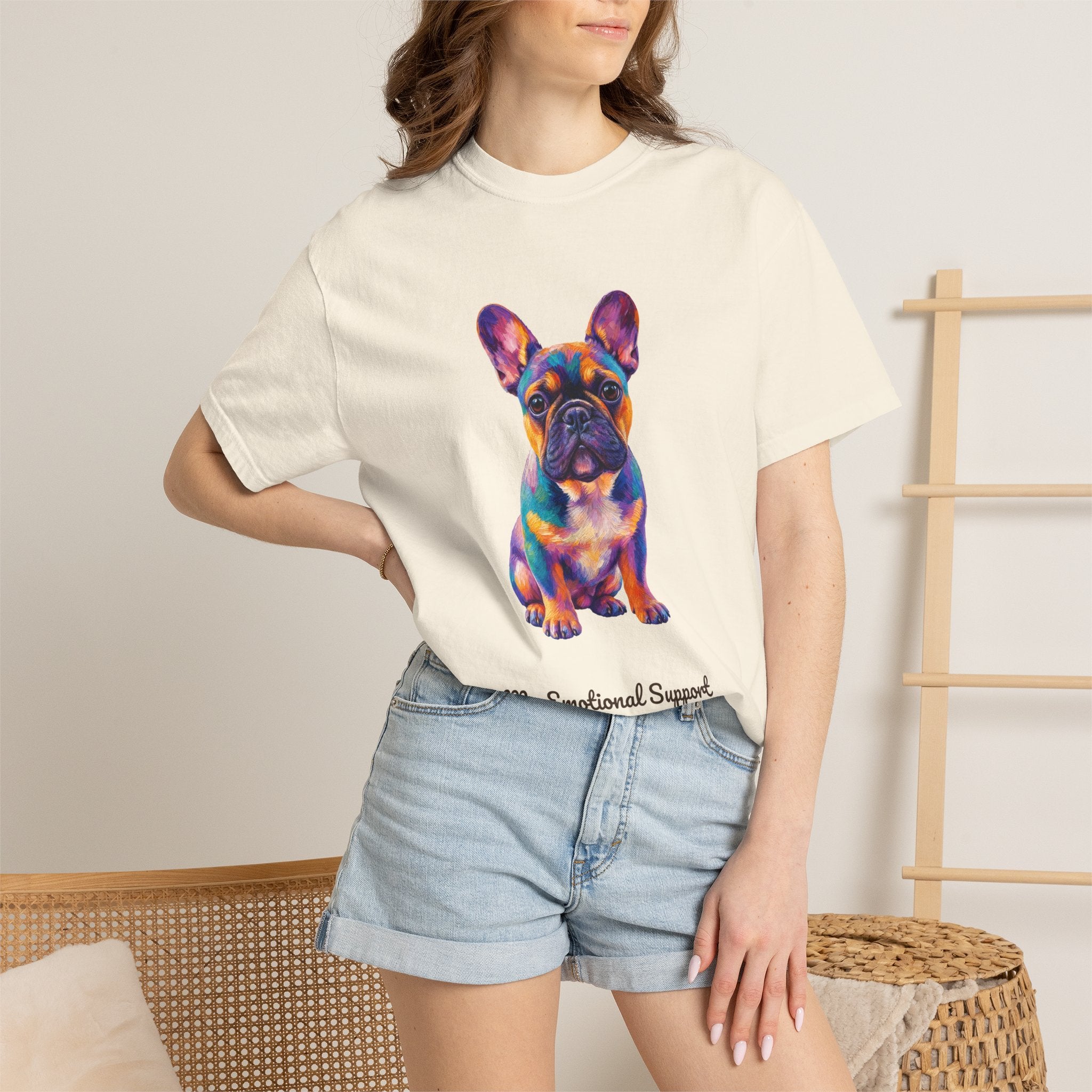 French Bulldog Shirt, My Emotional Support Human Is Offline Tee, Funny Frenchie Dog Mom Gift, Painterly Dog Lover Sweatshirt