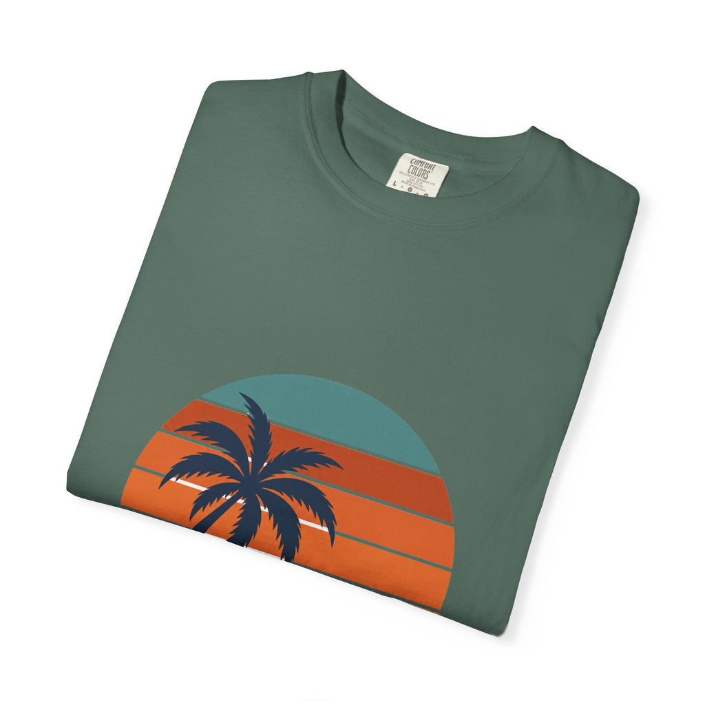 Retro Sunset Beach Shirt, Vintage Palm Tee, Ocean Surf Gift, 70s Coastal Landscape Sweatshirt