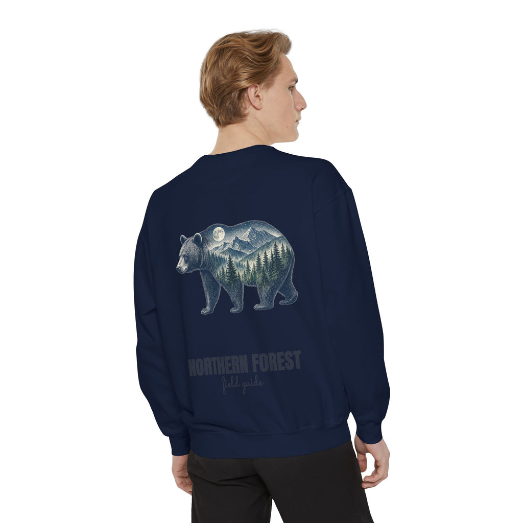 Northern Forest Field Guide Shirt, Black Bear Double Exposure Tee, Woodland Wildlife Camping Gift, Nature Lover Sweatshirt