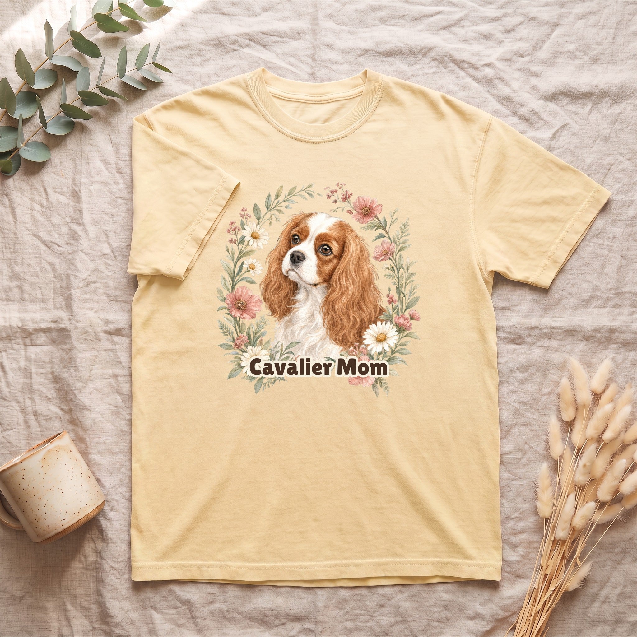 Cavalier Mom Shirt, Cavalier King Charles Spaniel Tee, Dog Mom Gift, Wildflower Dog Lover Sweatshirt