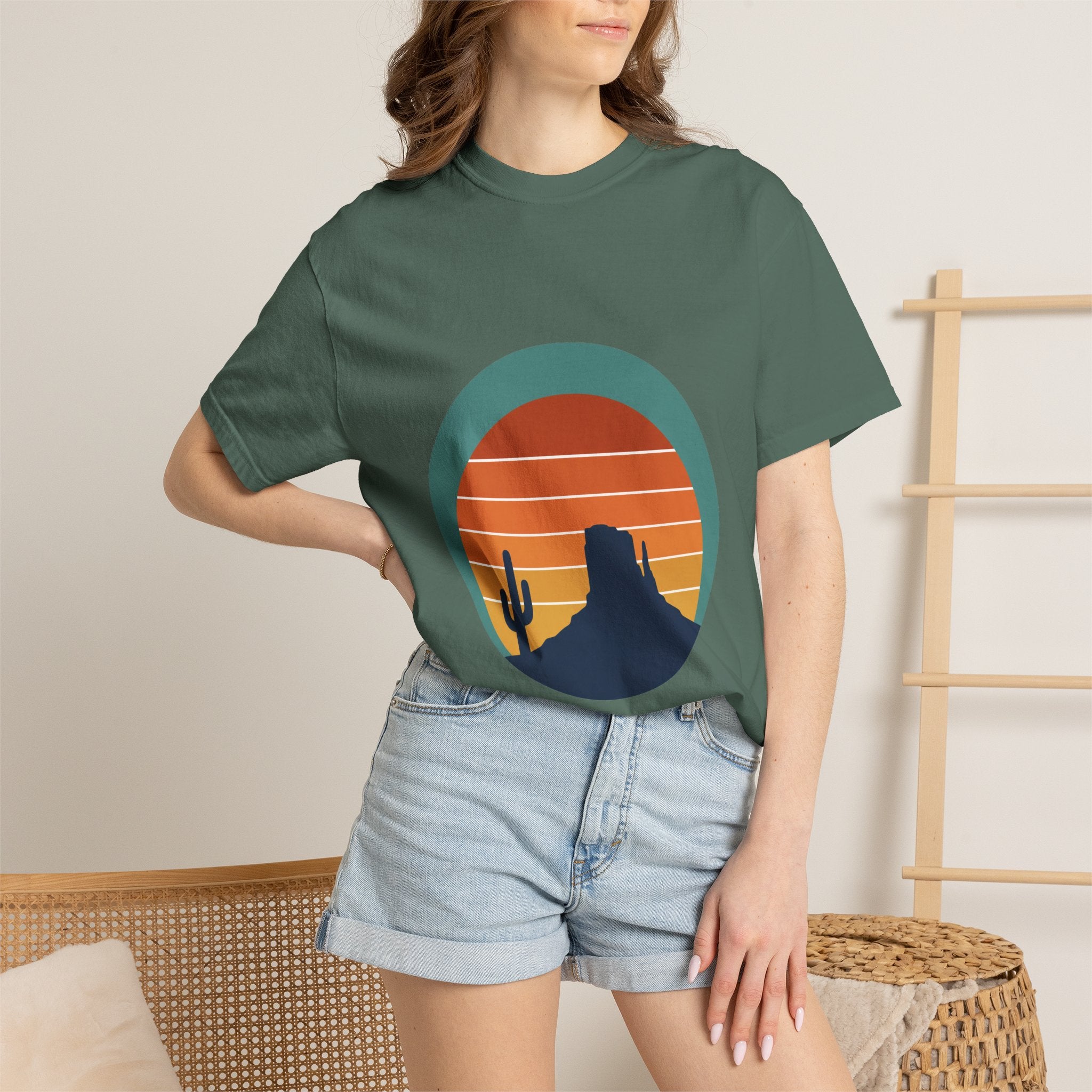 Retro Sunset Desert Shirt, Vintage Cactus Tee, Southwest Nature Gift, 70s Landscape Sweatshirt