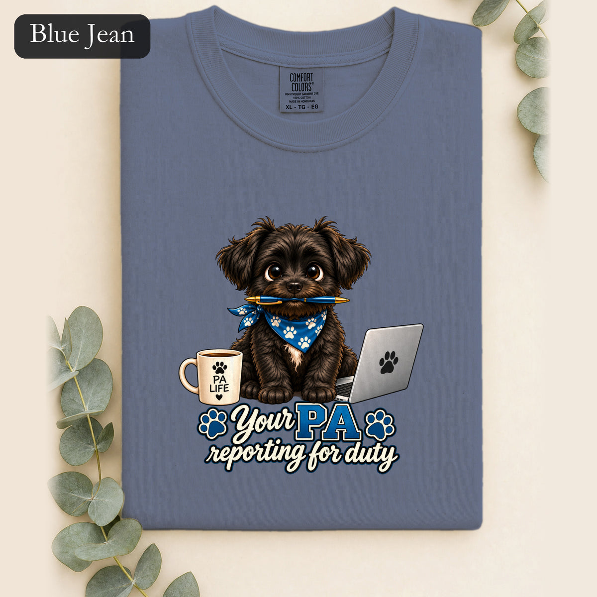 Yorkie PA Reporting For Duty Shirt | Personal Assistant Paw Print