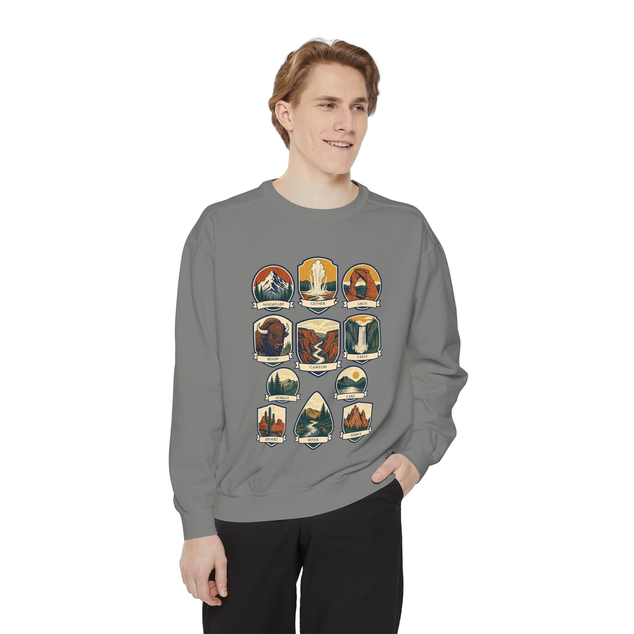 National Parks Shirt, 63 National Parks Badge Tee, Hiking Camping Gift, Retro Adventure Sweatshirt, Outdoor Nature Lover