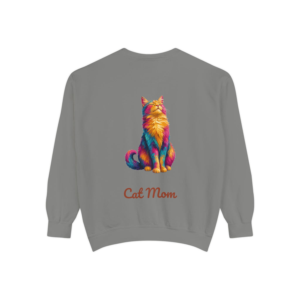 Cat Mom Shirt, Vibrant Painterly Cat Tee, Bold Cat Lover Gift, Colorful Cat Owner Sweatshirt