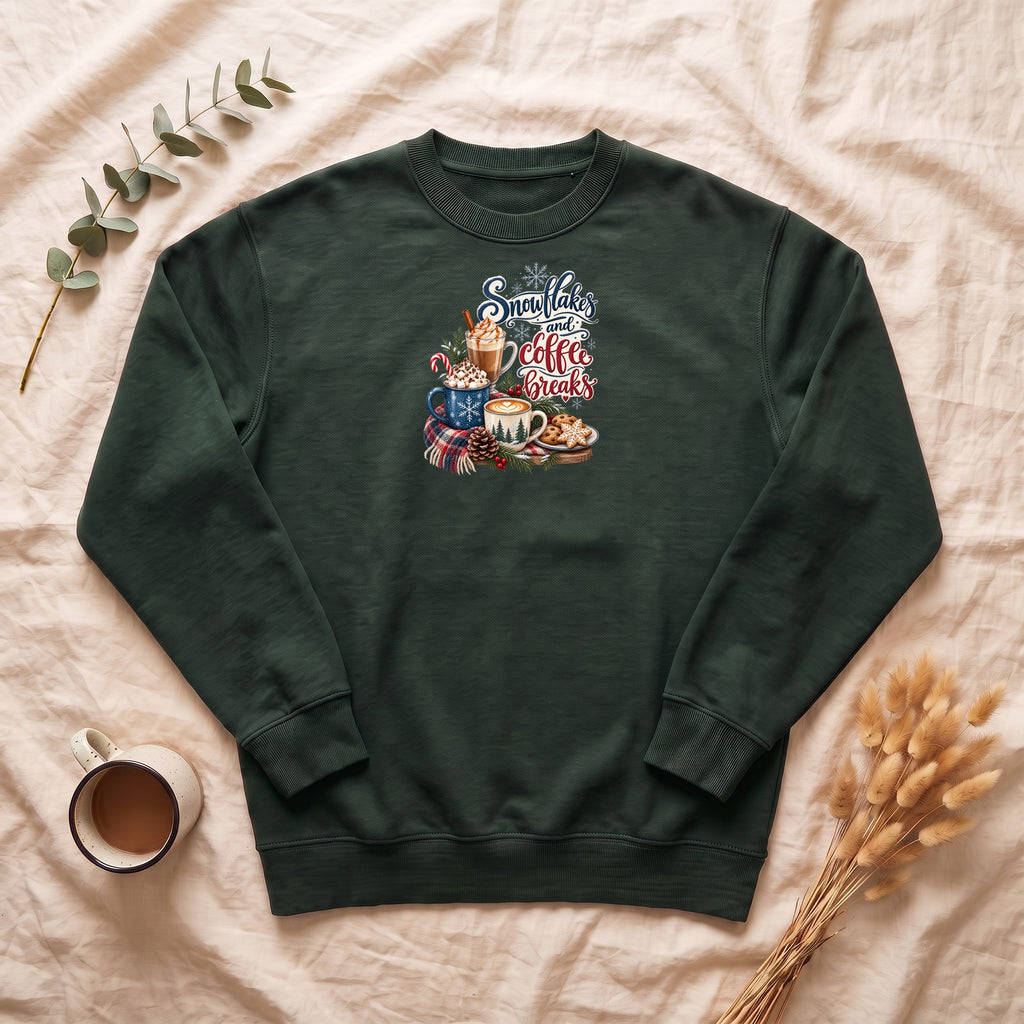 Snowflakes and Coffee Break Sweatshirt | Winter Hot Cocoa Mug Design