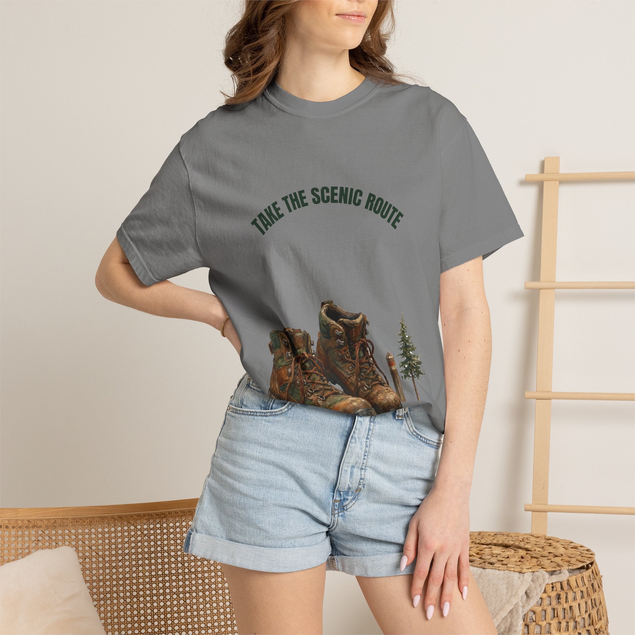 Take the Scenic Route Shirt, Hiking Trail Tee, Outdoor Adventure Nature Gift, Painterly Mountain Sweatshirt
