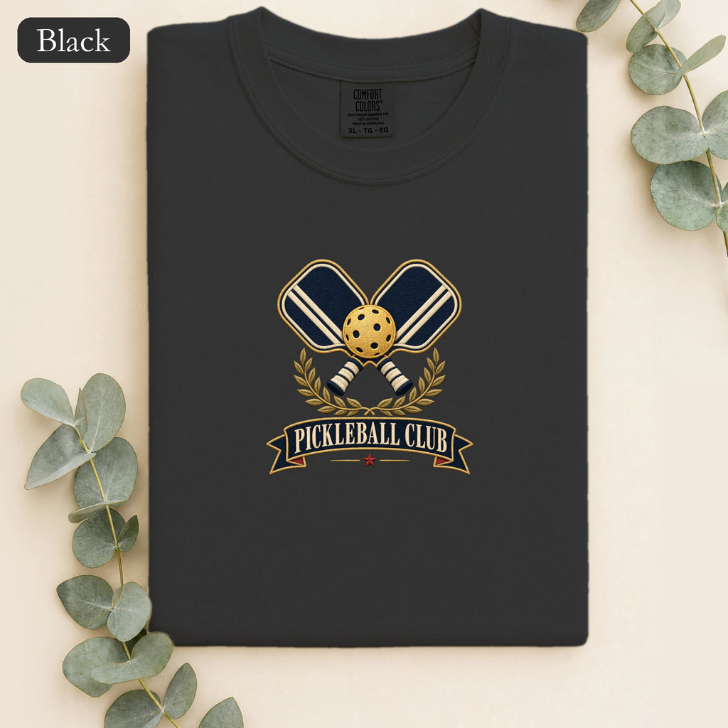 Pickleball Club Paddle and Ball Shirt | Faux Embroidery