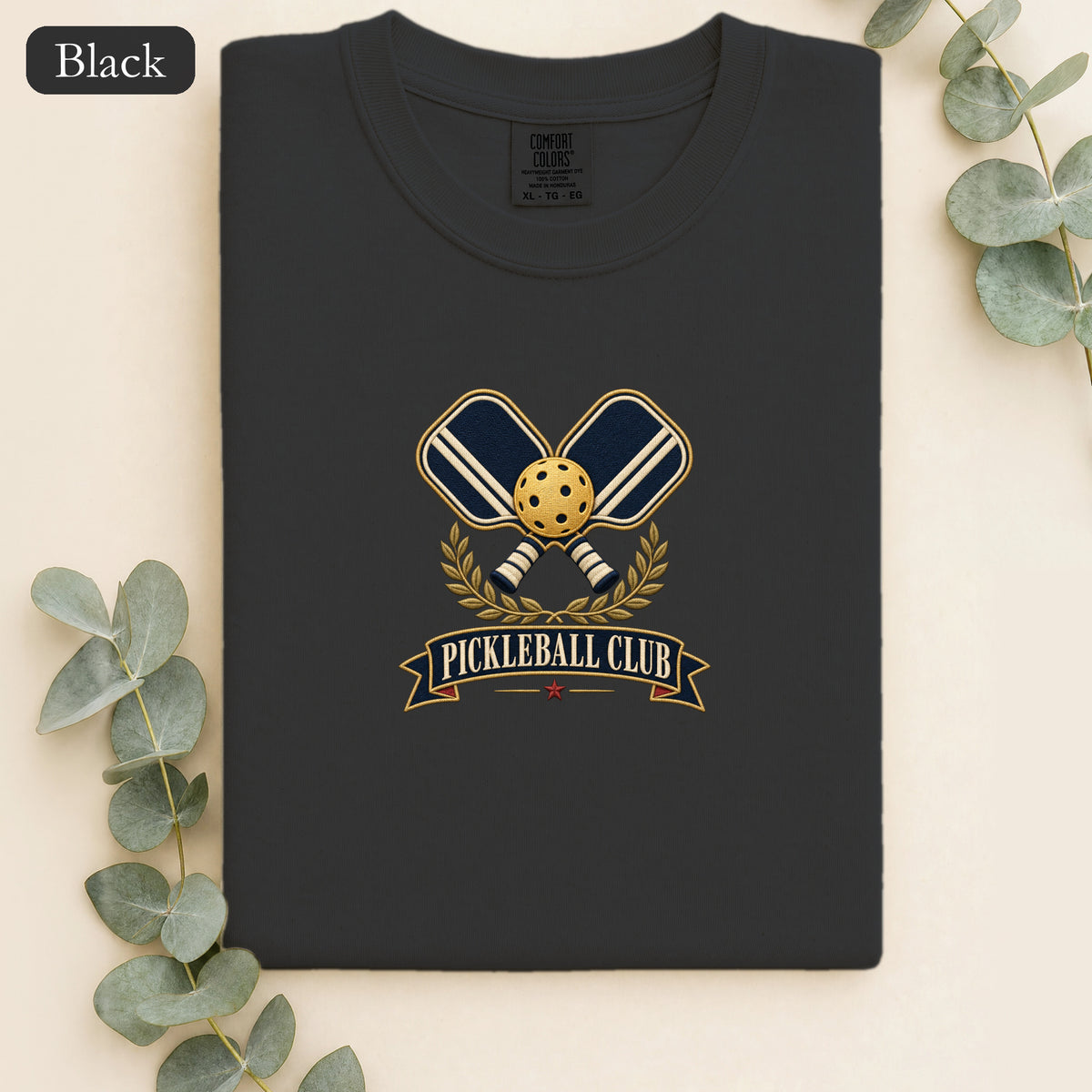 Pickleball Club Paddle and Ball Shirt | Faux Embroidery