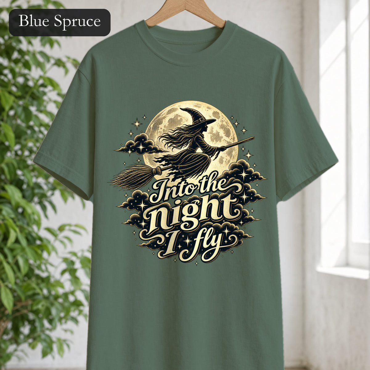 Witch Moon Shirt, Into the Night I Fly, Magical Halloween Tee, Witchy Aesthetic Gift