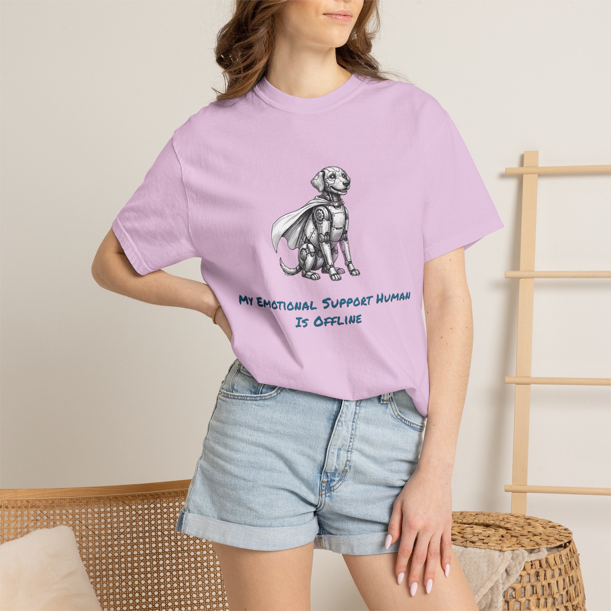 Robot Dog T-Shirt — My Emotional Support Human Is Offline