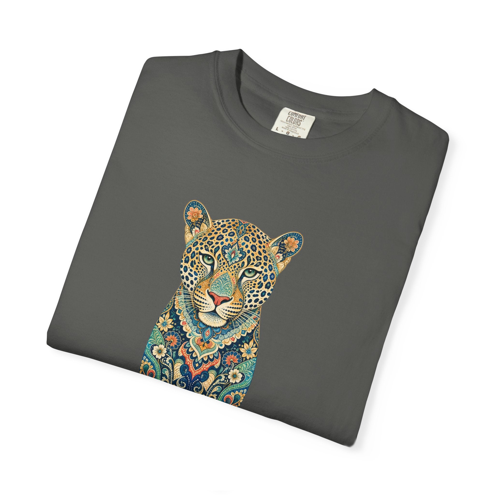 Boho Leopard Shirt, Folk Art Leopard Tee, Japanese Pattern Big Cat Lover Gift, Vintage Floral Leopard Sweatshirt