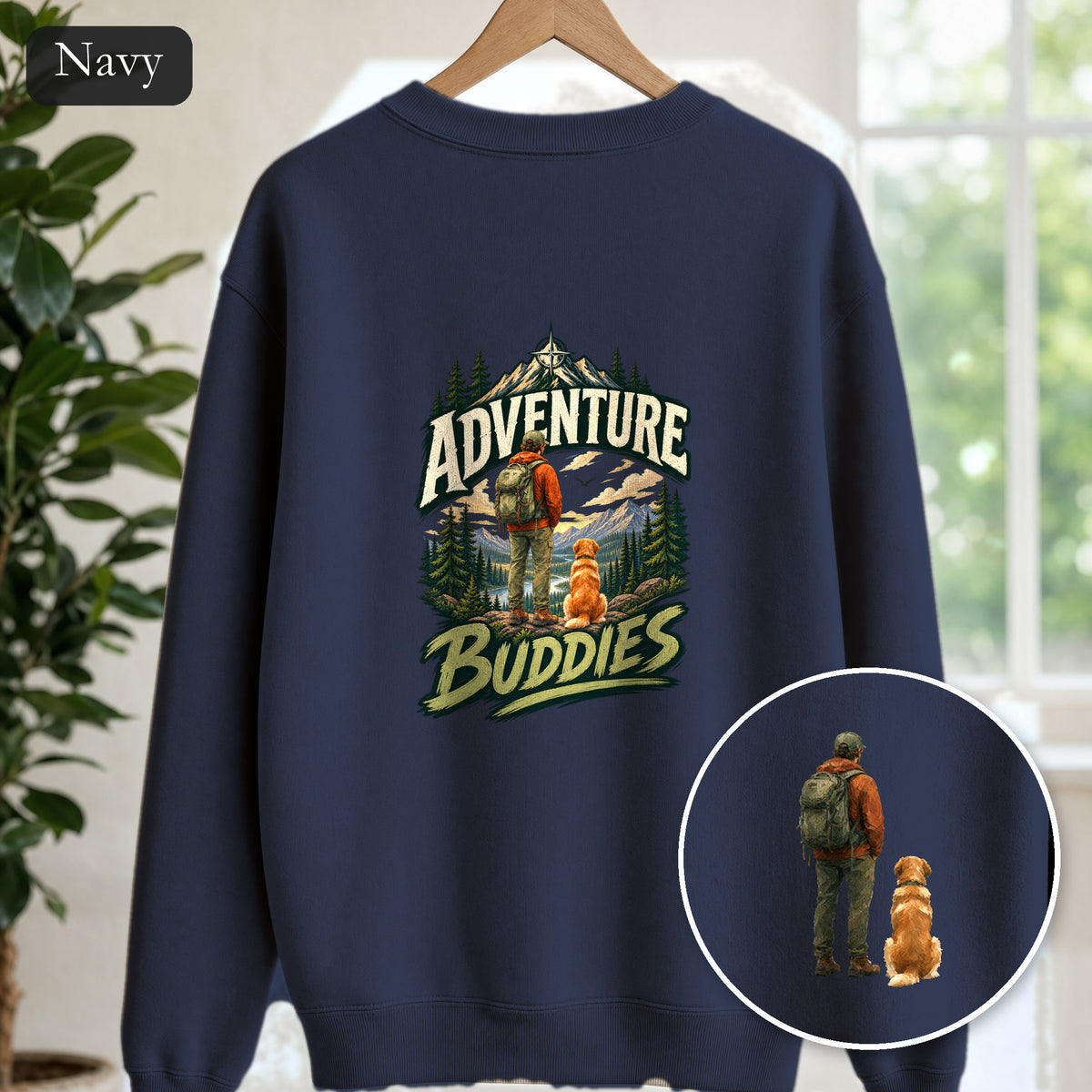 Adventure Buddies Shirt, Dog and Human Hiking Tee, Matching Dog Owner Gift, Painterly Outdoor Sweatshirt