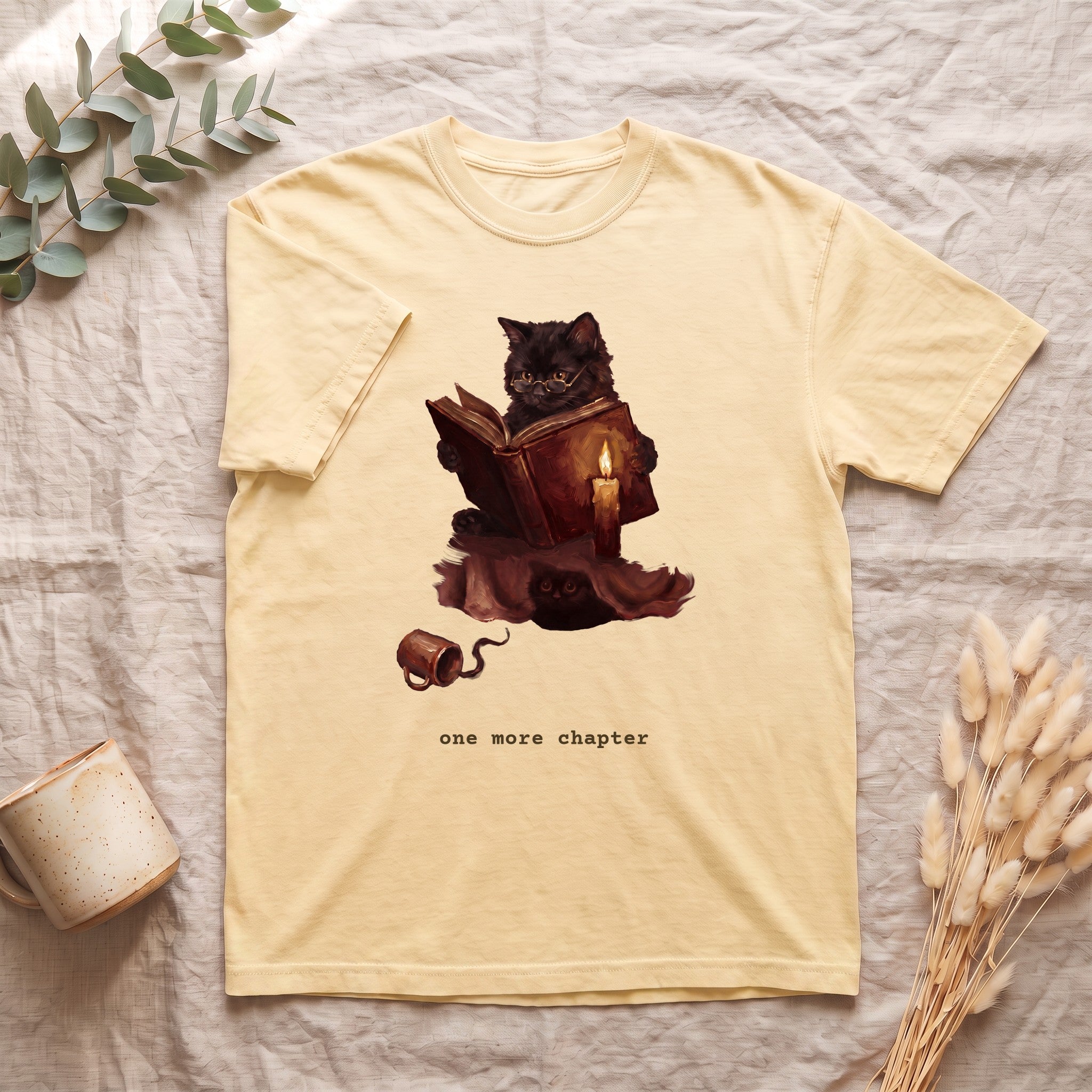 One More Chapter Cat Shirt, Book Lover Reading Tee, Cozy Bookish Cat Tee, Bookworm Reader Gift