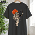 White Tiger with Red Sun Shirt, Japanese Woodblock Tiger Tee, Red Sun Graphic Gift, Asian Art T-Shirt