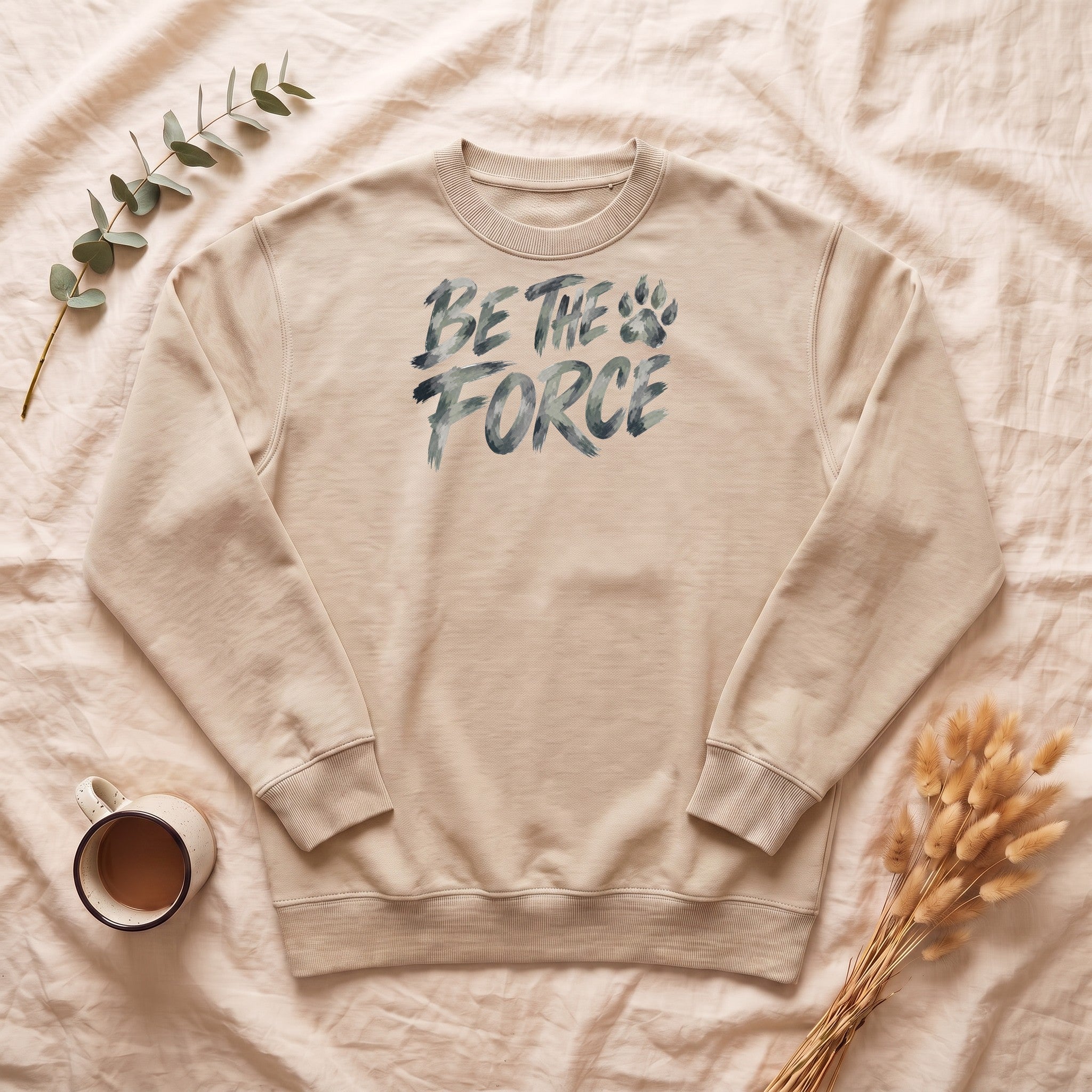 Be The Force Shirt, Camo Motivational Tee, Inspirational Encouragement Gift, Positive Vibes Paw Print Sweatshirt