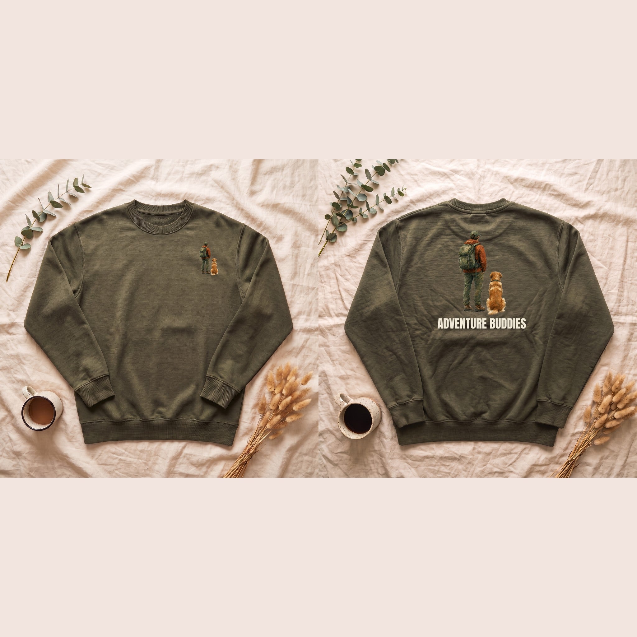 Adventure Buddies Shirt, Dog and Human Hiking Tee, Matching Dog Owner Gift, Painterly Outdoor Sweatshirt