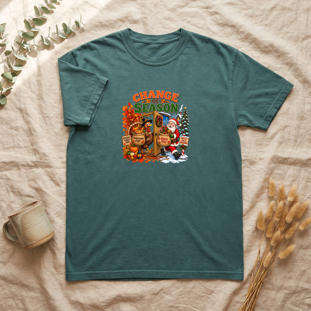 Change of Season Shirt | Fall to Winter Holiday Pumpkin Santa Design