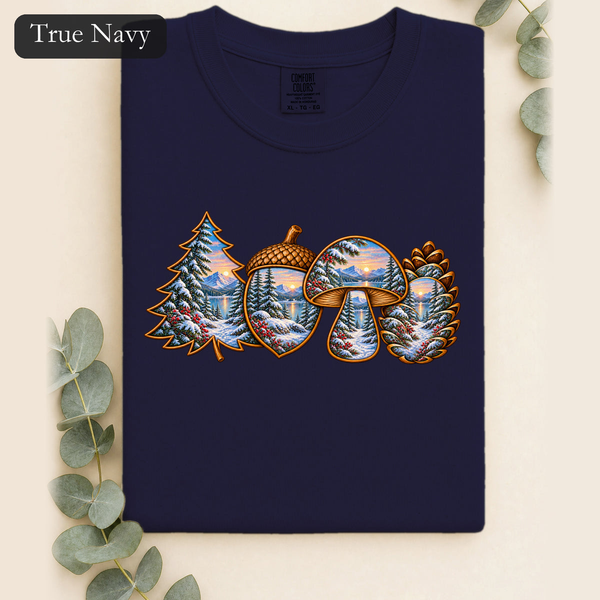 Winter Forest Tee, Vintage Cabin Nature Shirt
