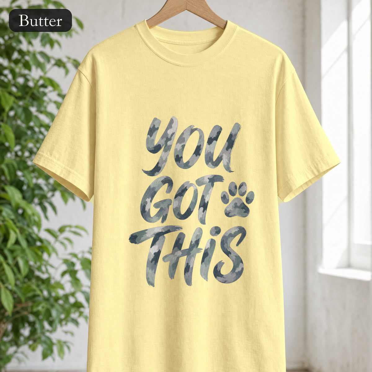 You Got This Shirt, Camo Motivational Tee, Encouragement Mental Health Gift, Positive Vibes Paw Print Sweatshirt