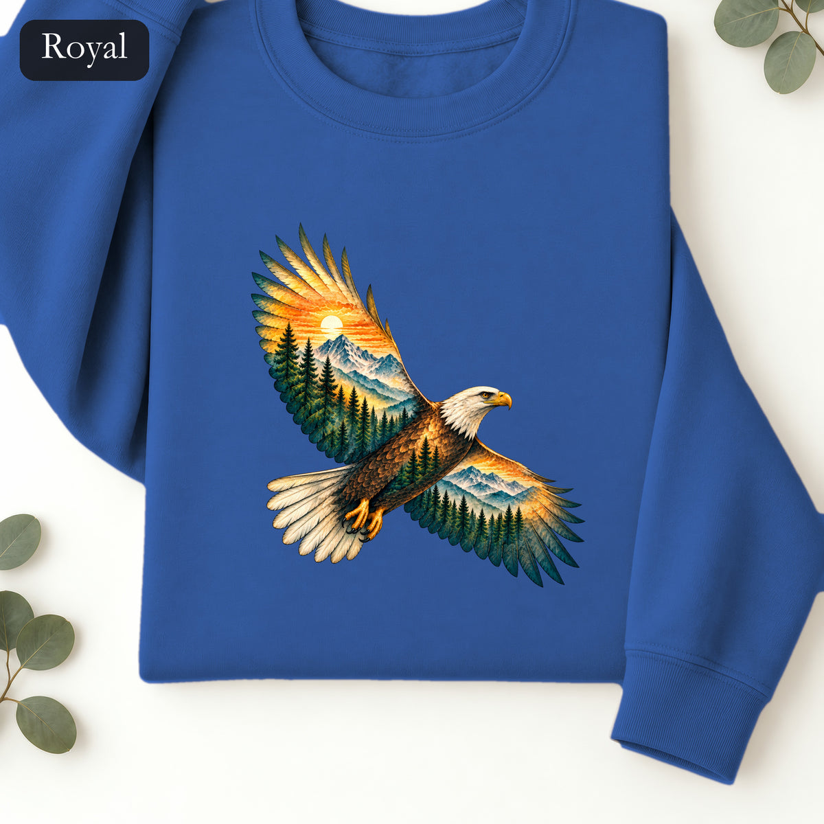Soaring Eagle Mountain Scene Sweatshirt | Nature Bird Graphic