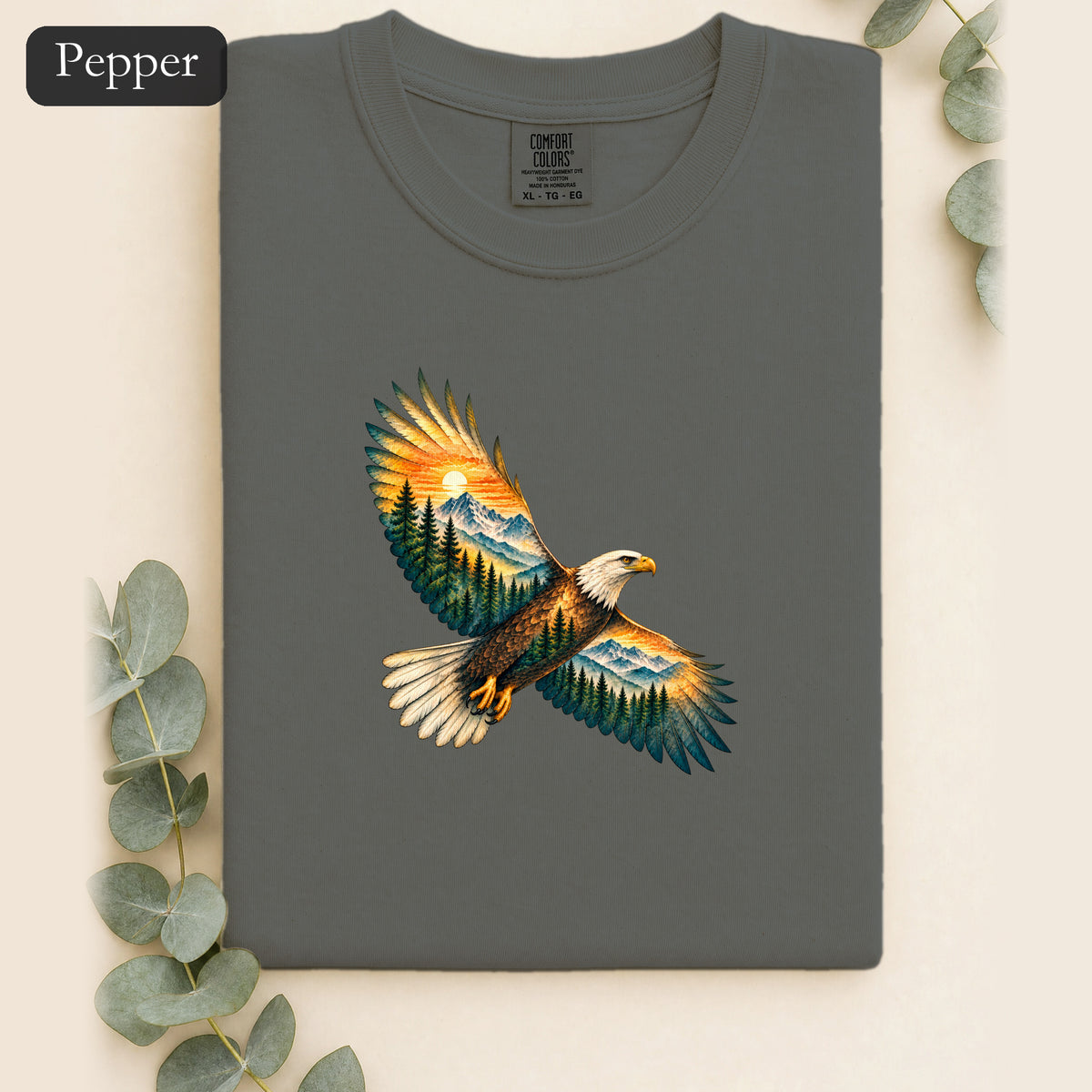Soaring Eagle Mountain Scene Shirt | Nature Bird Graphic