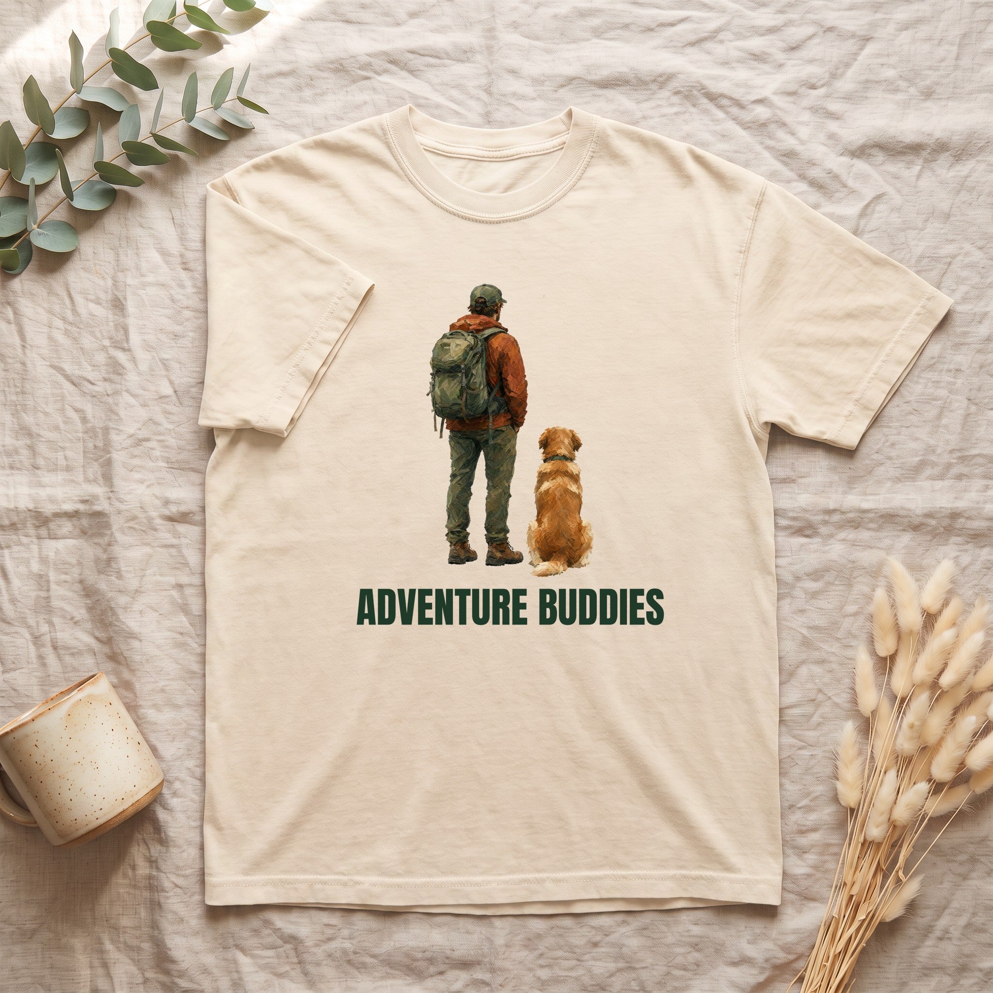 Adventure Buddies Shirt, Dog and Human Hiking Tee, Matching Dog Owner Gift, Painterly Outdoor Sweatshirt