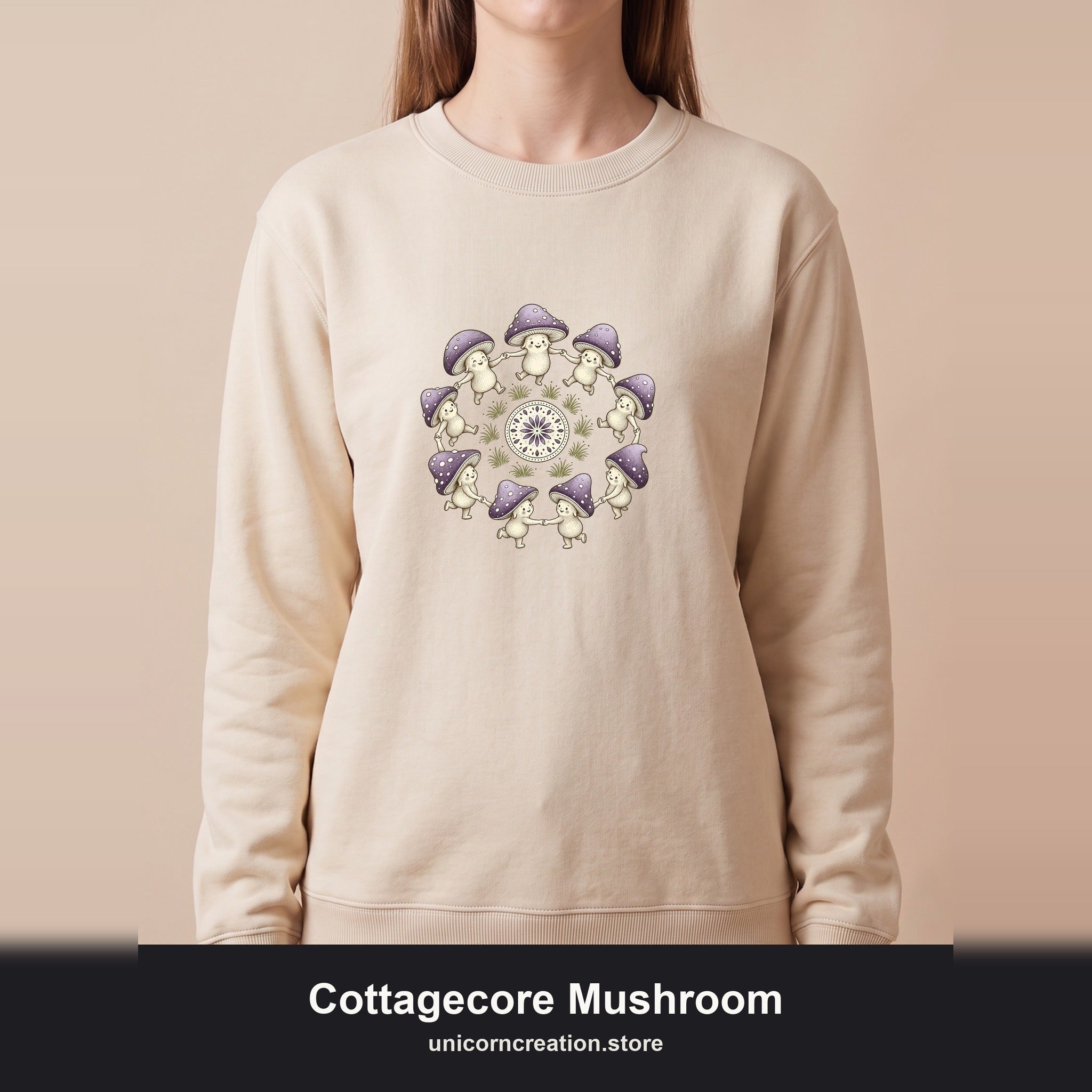 Cottagecore Mushroom Shirt, Lavender Fairy Ring Tee, Goblincore Nature Gift, Whimsical Mushroom Sweatshirt