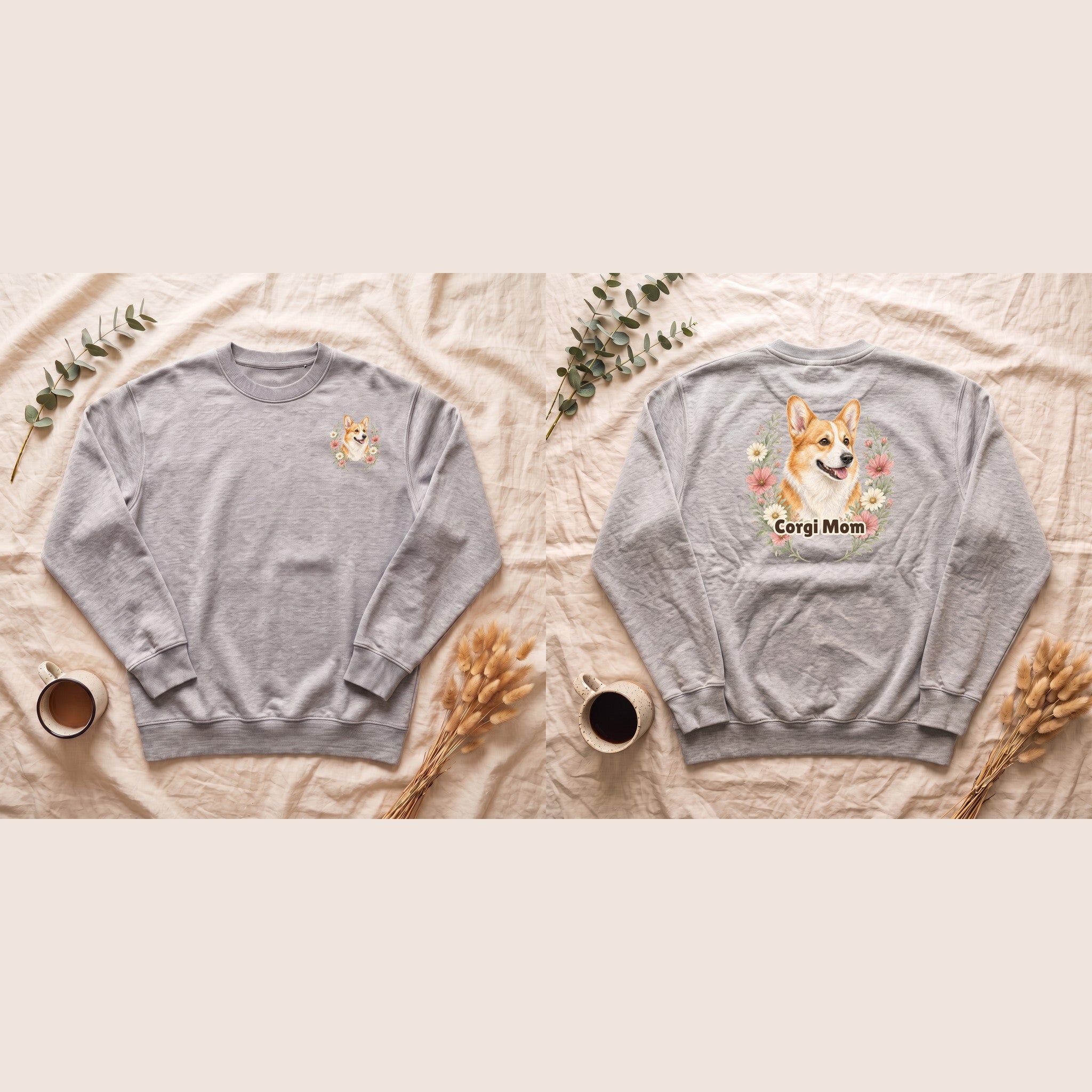 Corgi Mom Shirt, Corgi Mama Tee, Dog Mom Gift, Wildflower Corgi Lover Sweatshirt, Cute Dog Owner Gift