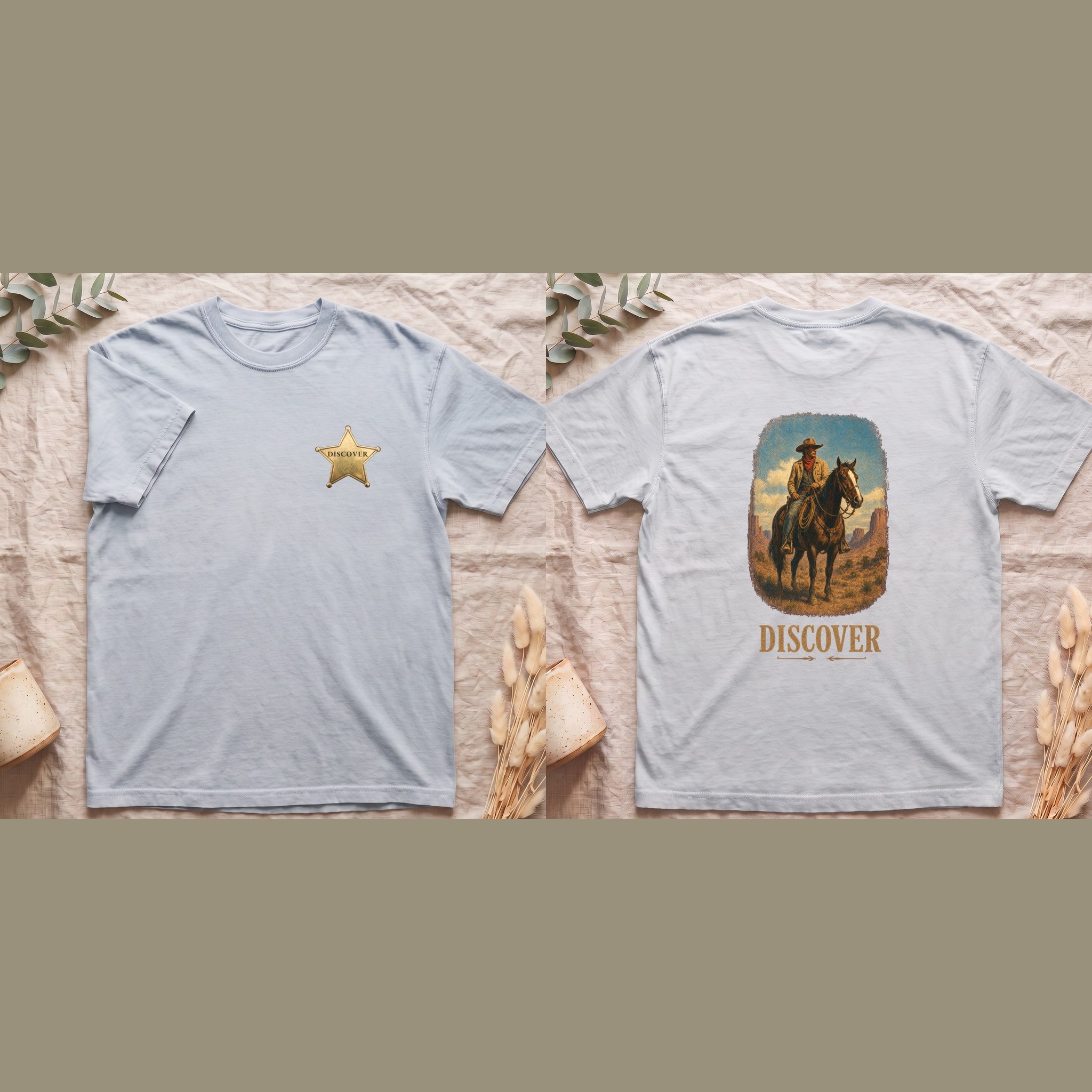 Discover Cowboy Shirt, Vintage Western Horse Tee, Desert Rodeo Tee, Sheriff Star Cowboy Gift