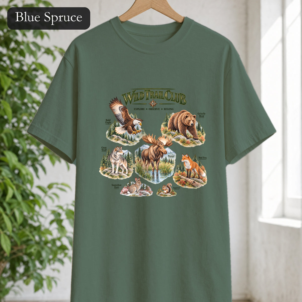 Wild Trail Club Shirt, Woodland Animals Tee, Walk Steady Go Far, Hiking Nature Lover Gift