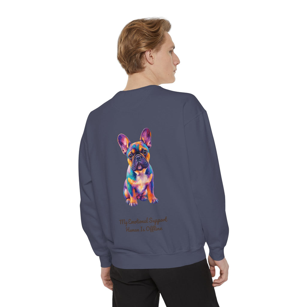 French Bulldog Shirt, My Emotional Support Human Is Offline Tee, Funny Frenchie Dog Mom Gift, Painterly Dog Lover Sweatshirt