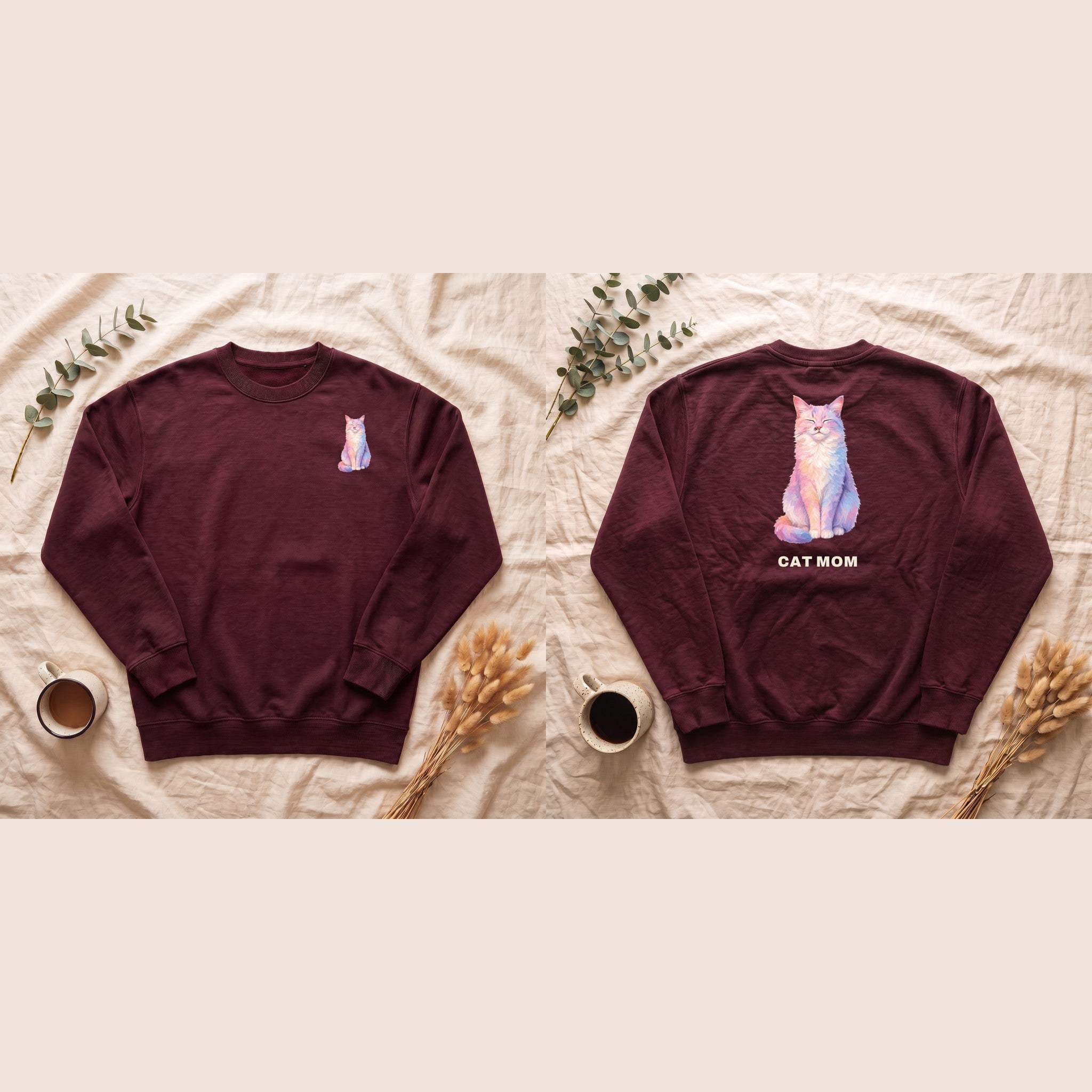 Cat Mom Shirt, Pastel Painterly Cat Tee, Cute Cat Lover Gift, Cat Owner Sweatshirt for Her