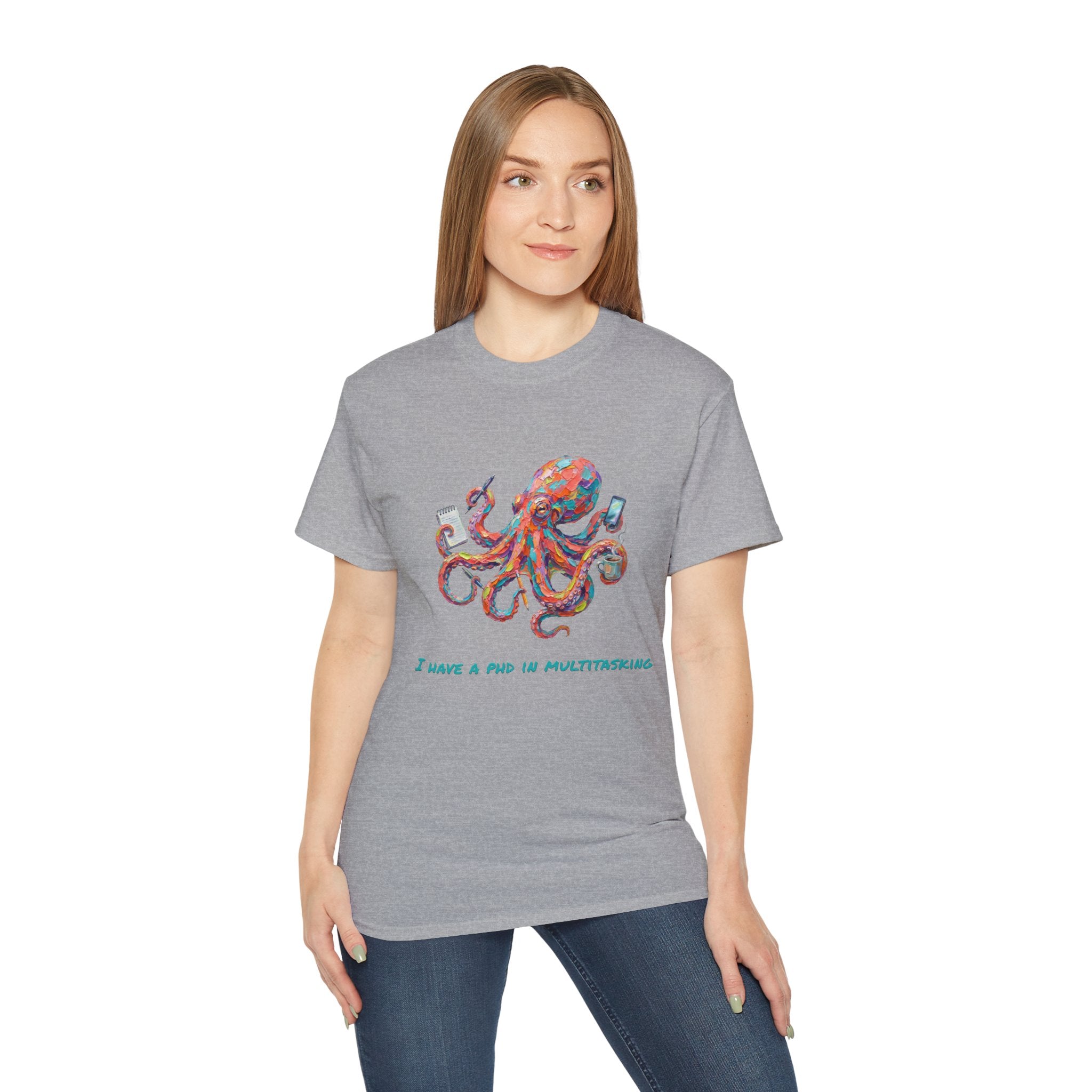 Octopus T-Shirt — I Have a PhD in Multitasking, Funny Office Tee