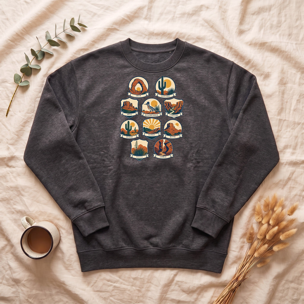 Southwest National Parks Shirt, Desert Badge Tee, Arizona Utah Hiking Gift, Retro Adventure Cactus Sweatshirt