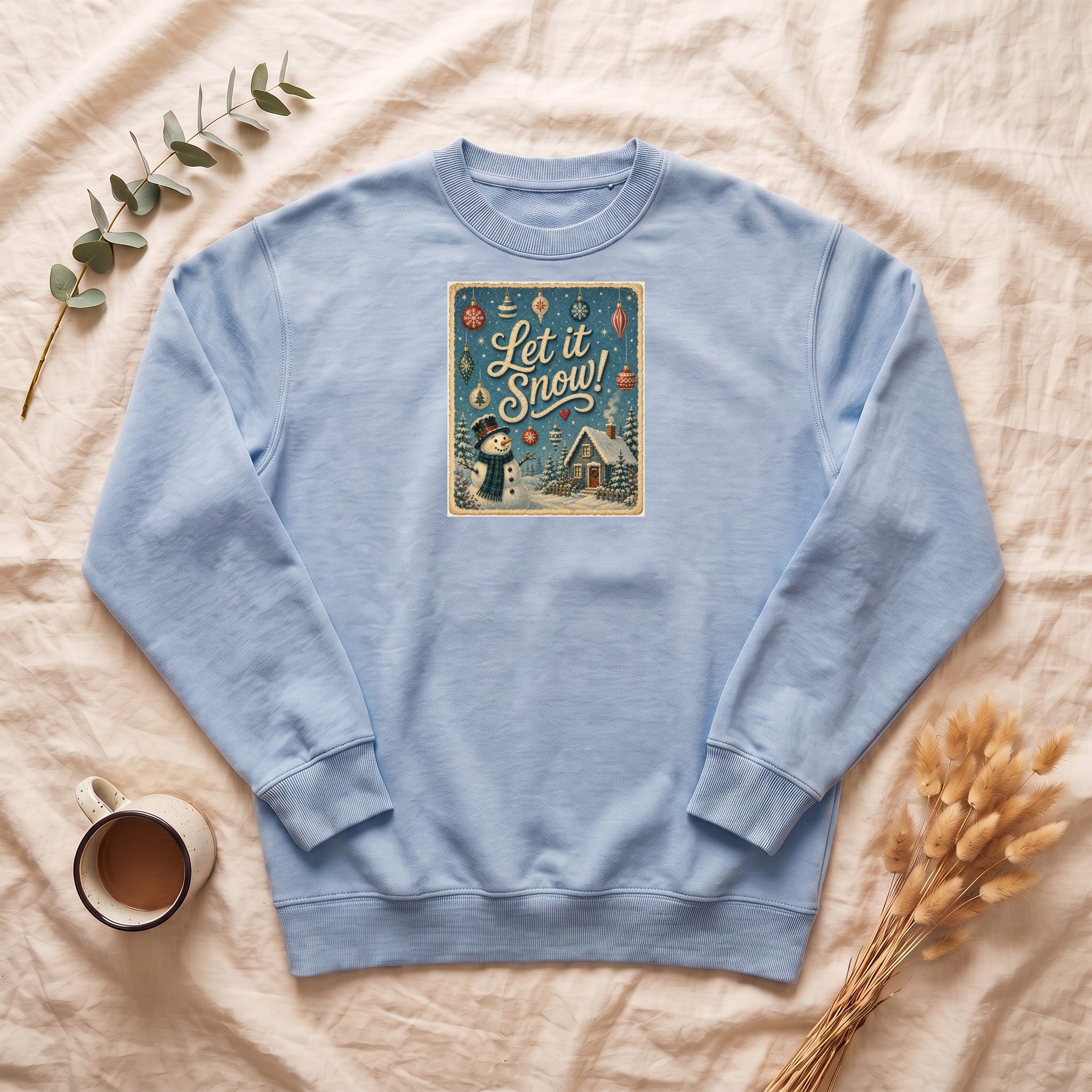 Let It Snow Snowman Cabin Sweatshirt | Christmas Winter Holiday