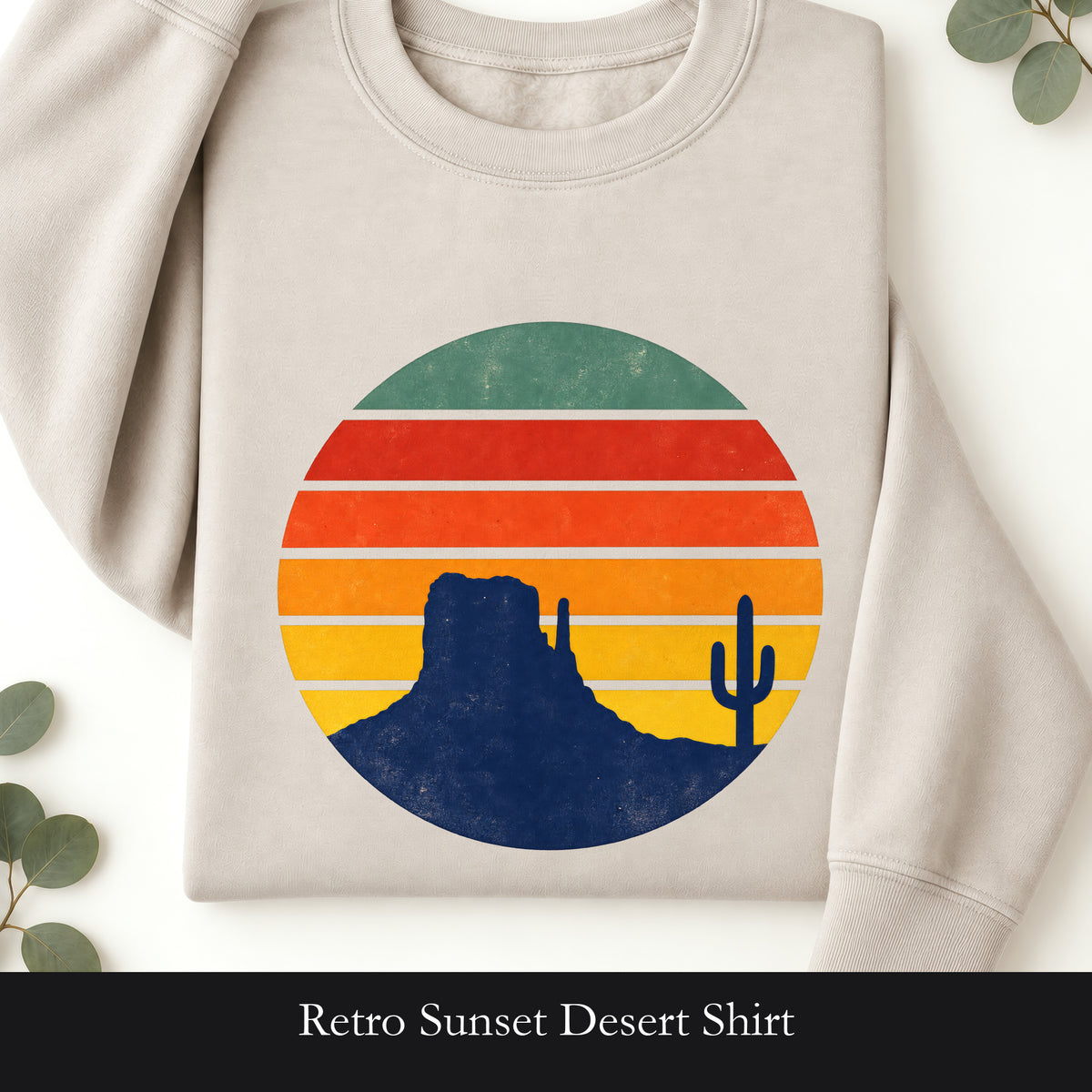Retro Sunset Desert Shirt, Vintage Cactus Tee, Southwest Nature Gift, 70s Landscape Sweatshirt